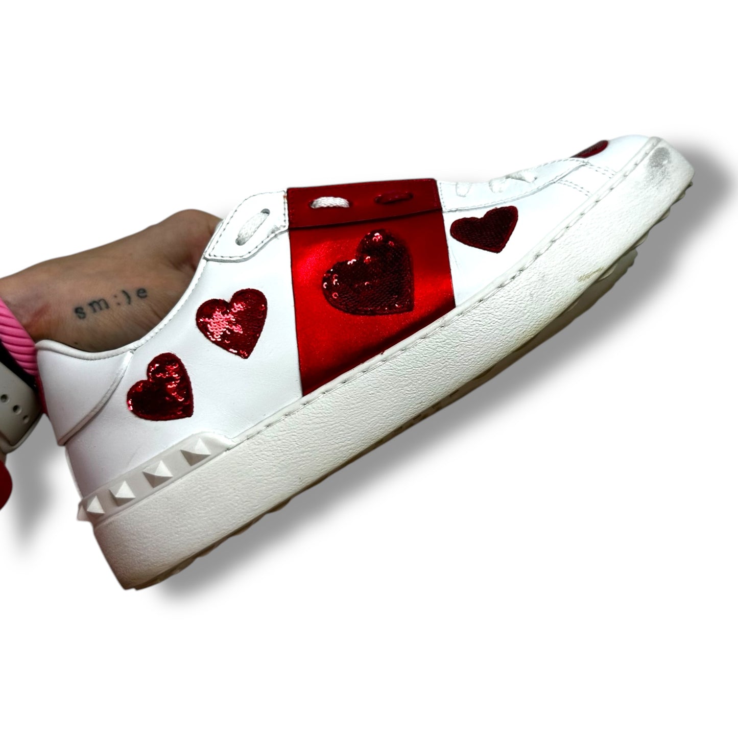 Hearts Shoes Luxury Designer By Valentino-garavani In White, Size: 40