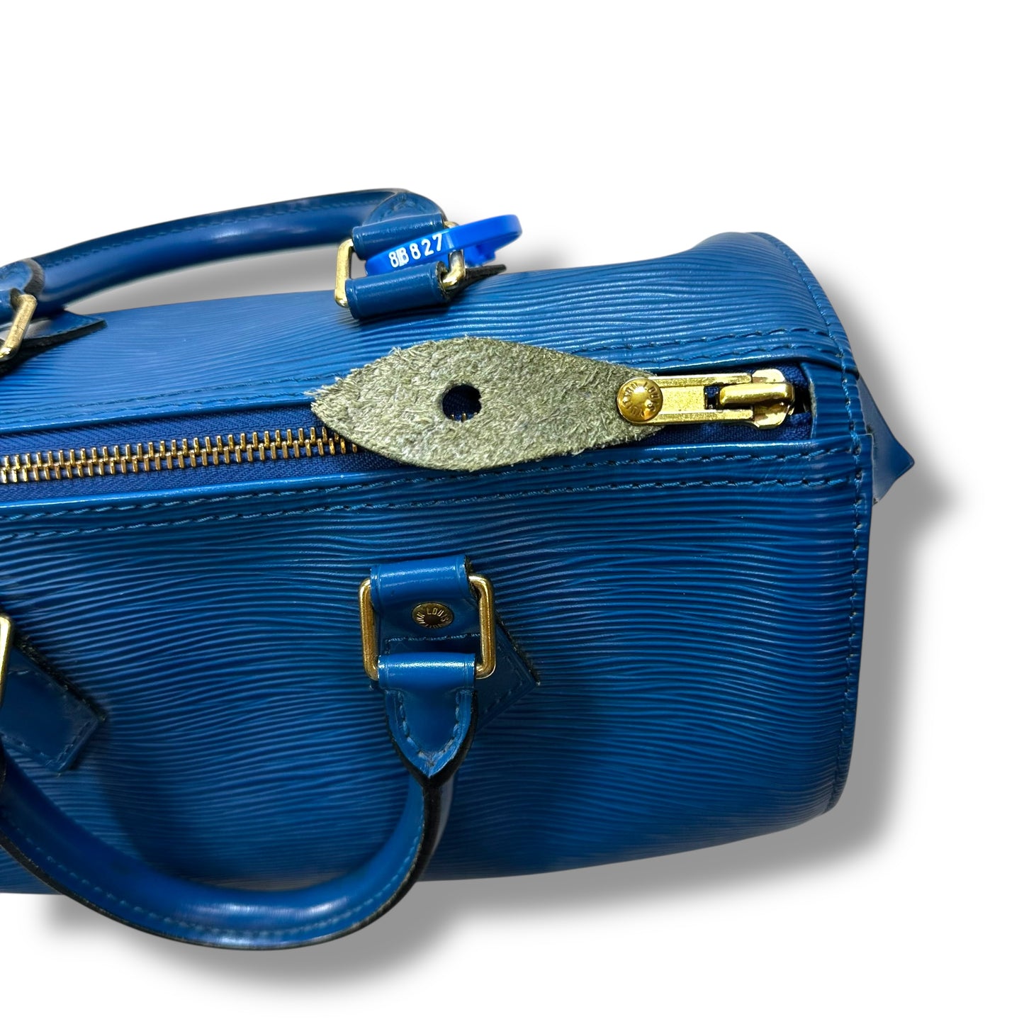 Blue Epi Leather Speedy 25 Handbag Luxury Designer By Louis Vuitton, Size: Medium