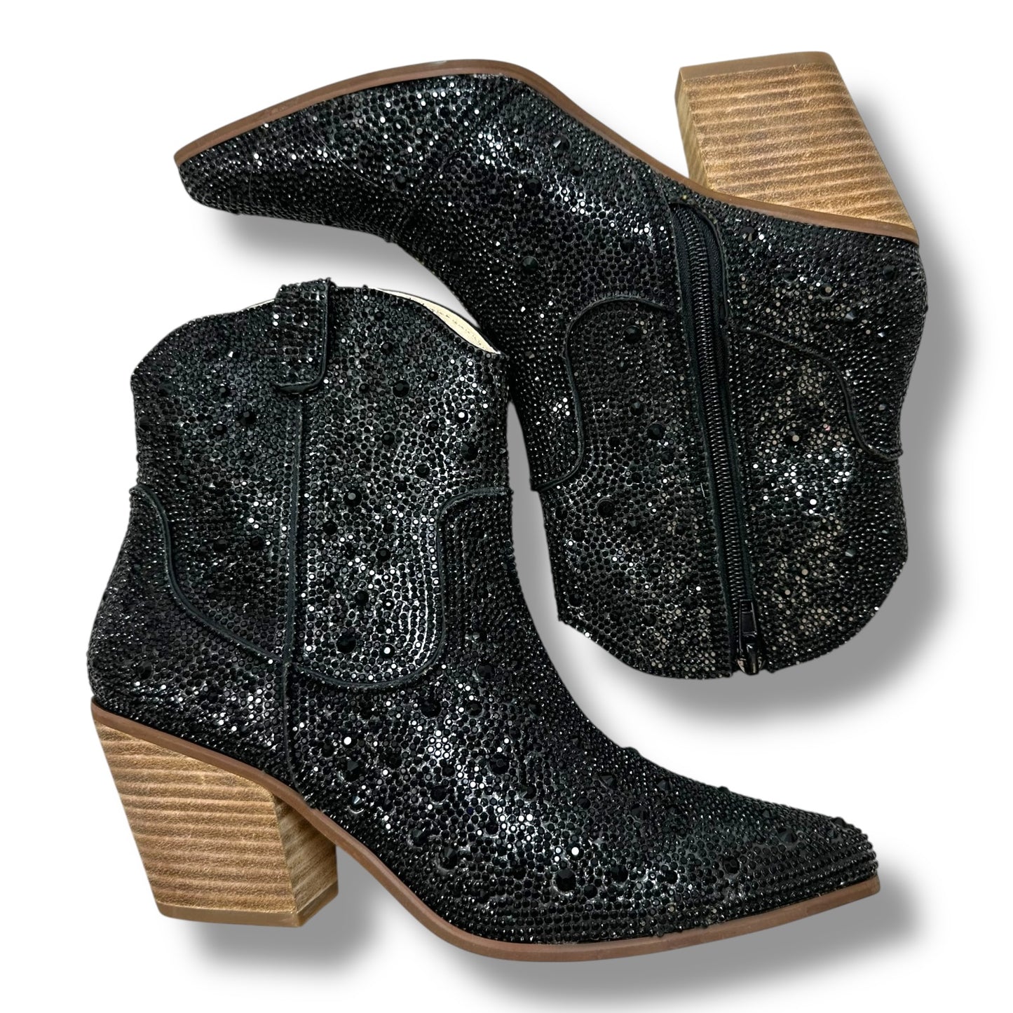 Boots Ankle Heels By Clothes Mentor In Black, Size: 8