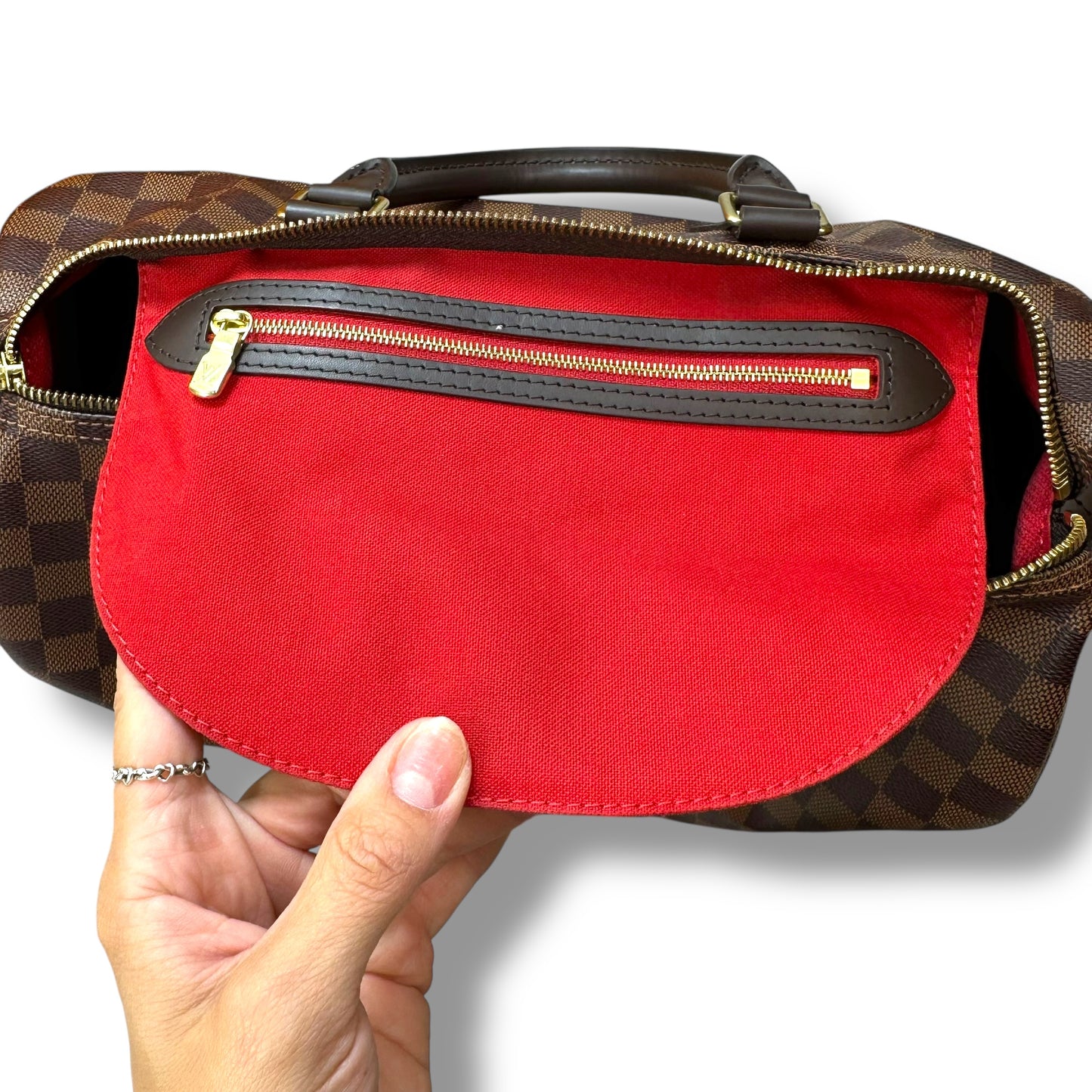 Speedy 35 Handbag Luxury Designer By Louis Vuitton, Size: Medium