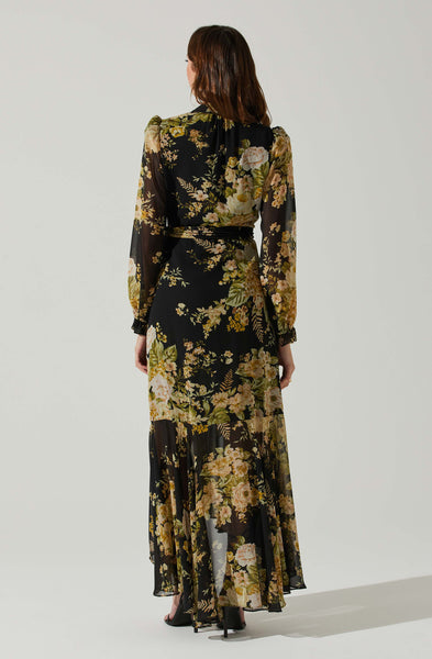 Wrap Dress Casual Maxi By Astr In Floral Print, Size: L