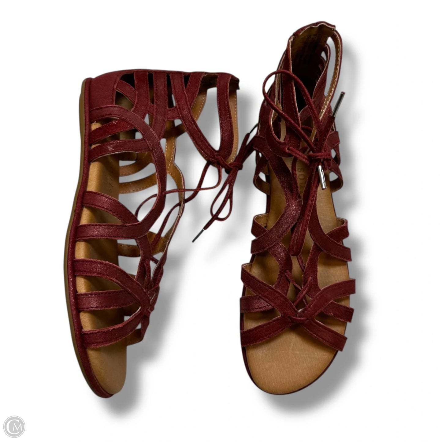 Sandals Flats By Gentle Souls In Maroon, Size: 6.5