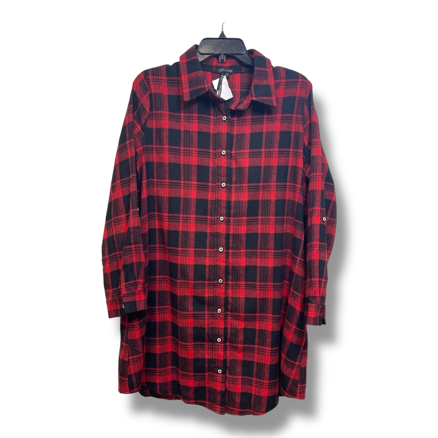 Top Long Sleeve By Coco And Carmen In Checkered Pattern, Size: Xl