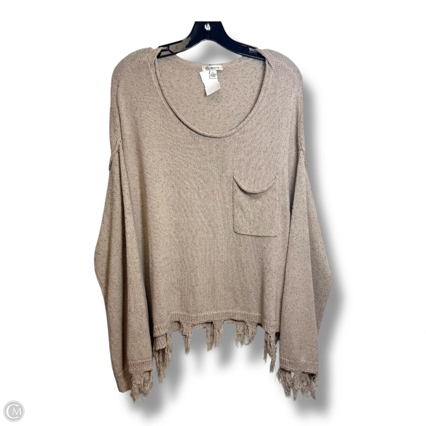 Top Long Sleeve By Versona In Tan, Size: L