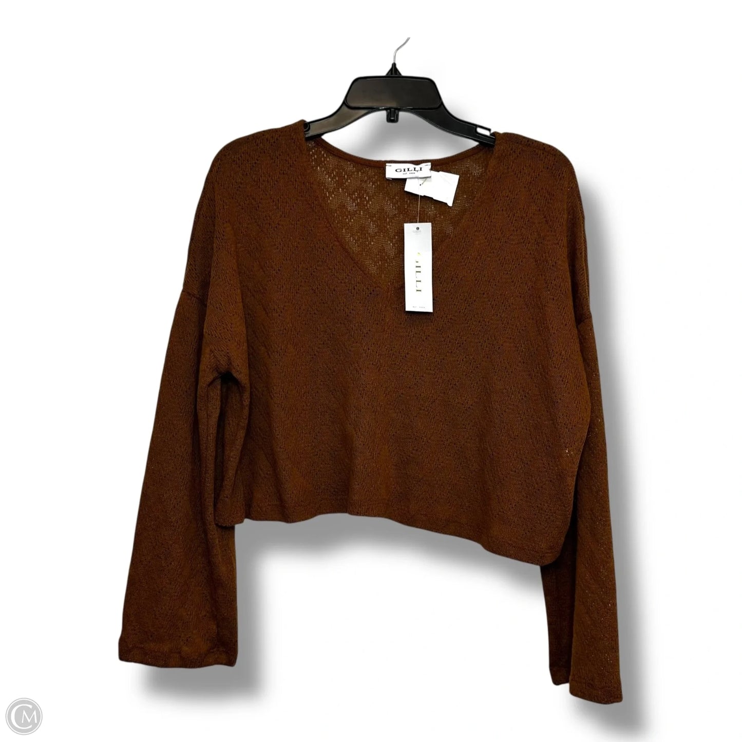 Top Long Sleeve By Gilli In Brown, Size: L