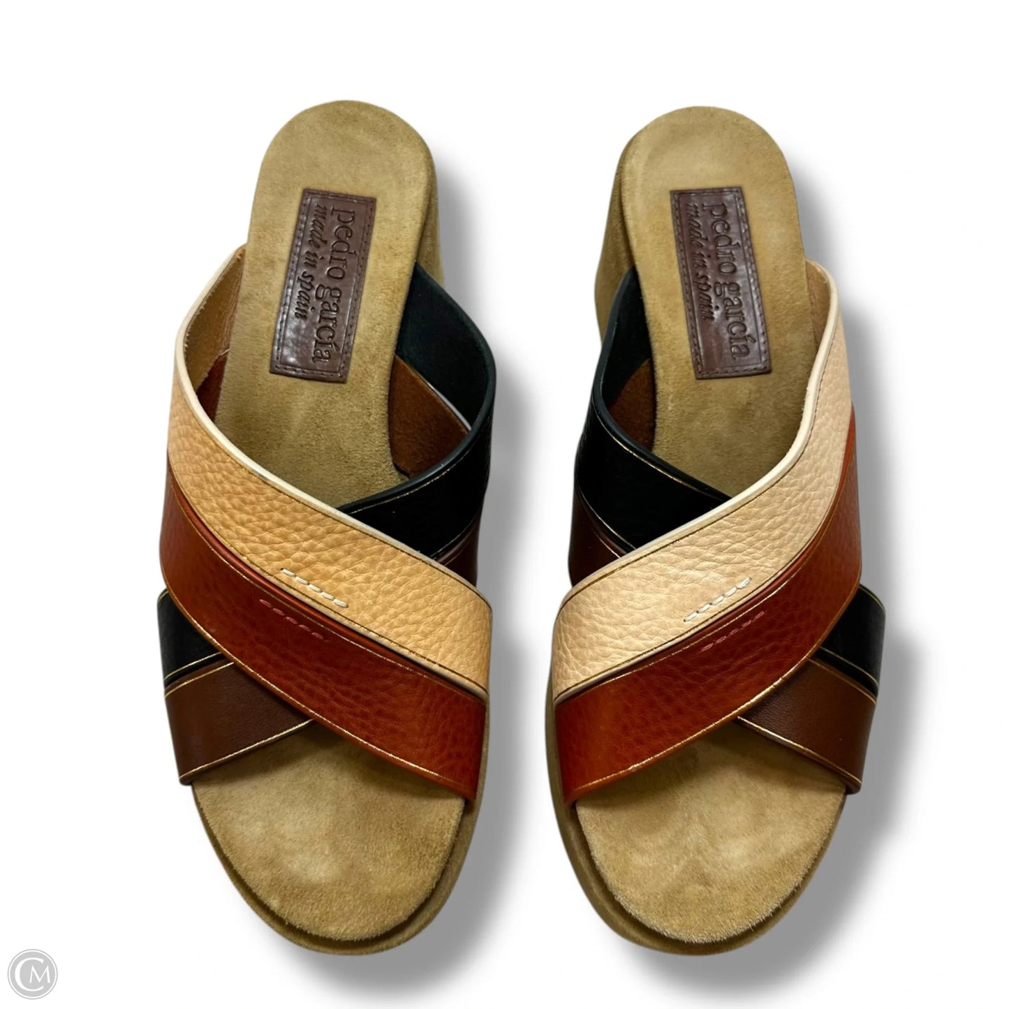 Sandals Heels Wedge By PEDRO GARCIA In Brown & Cream, Size: 6.5
