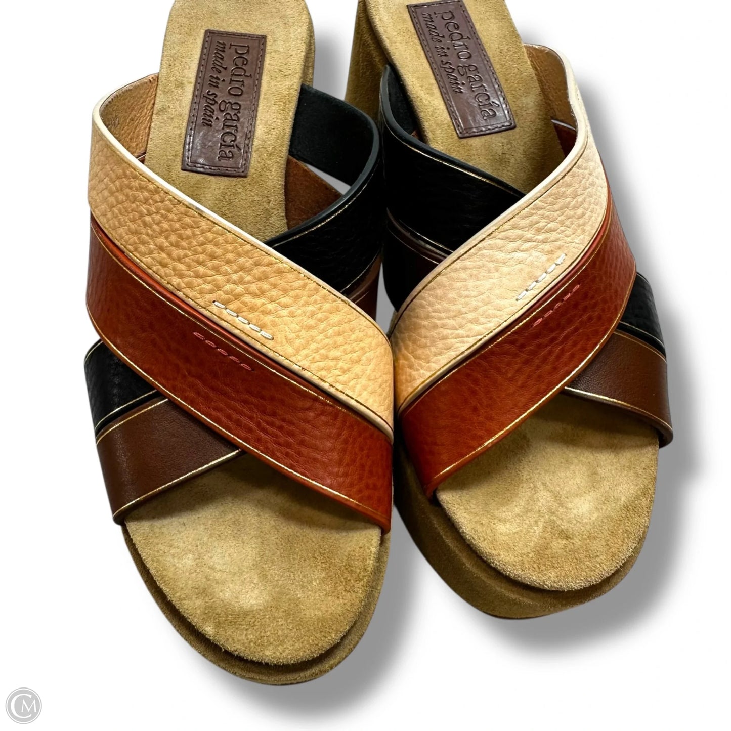 Sandals Heels Wedge By PEDRO GARCIA In Brown & Cream, Size: 6.5