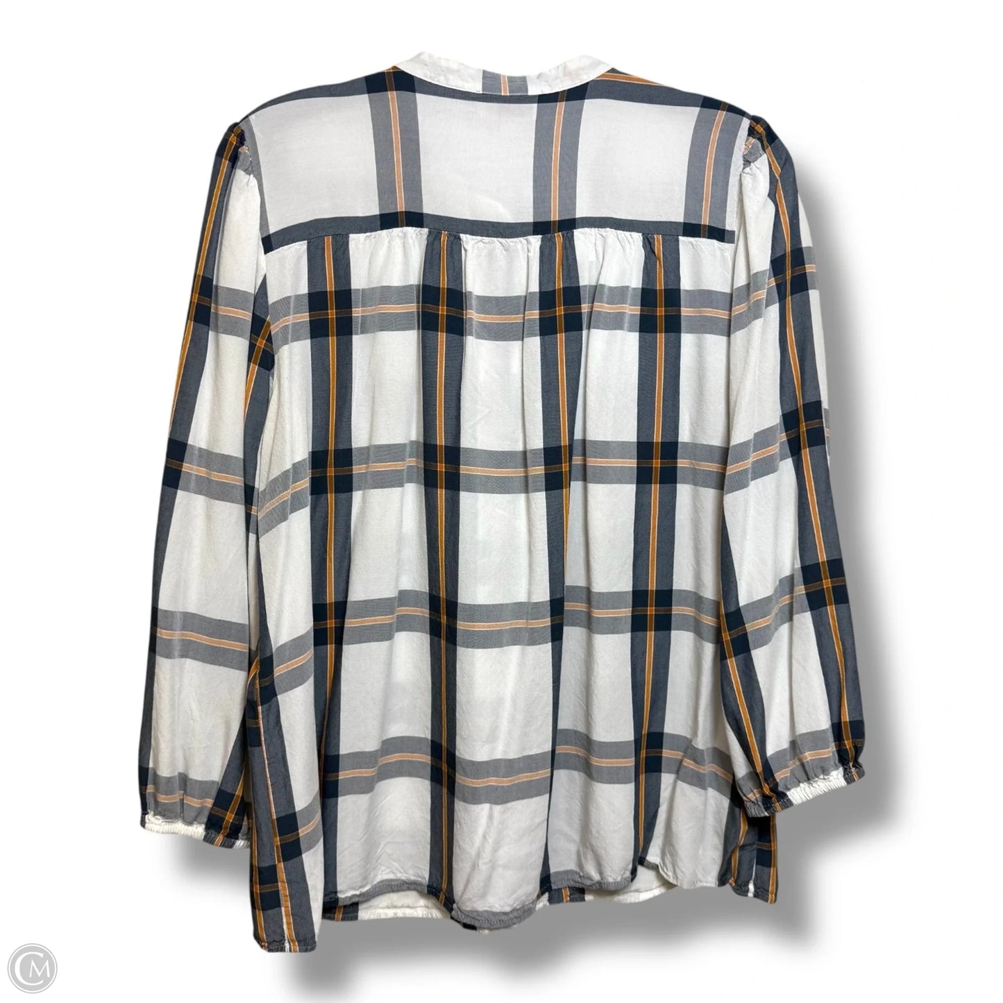 Top Long Sleeve By Loft In Plaid Pattern, Size: L
