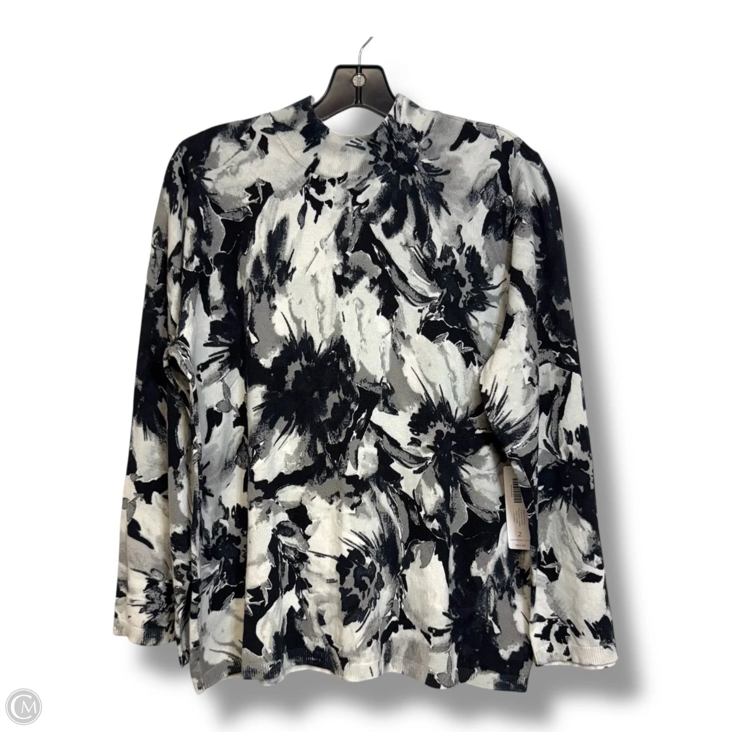 Sweater By Chicos In Black & White, Size: Xl