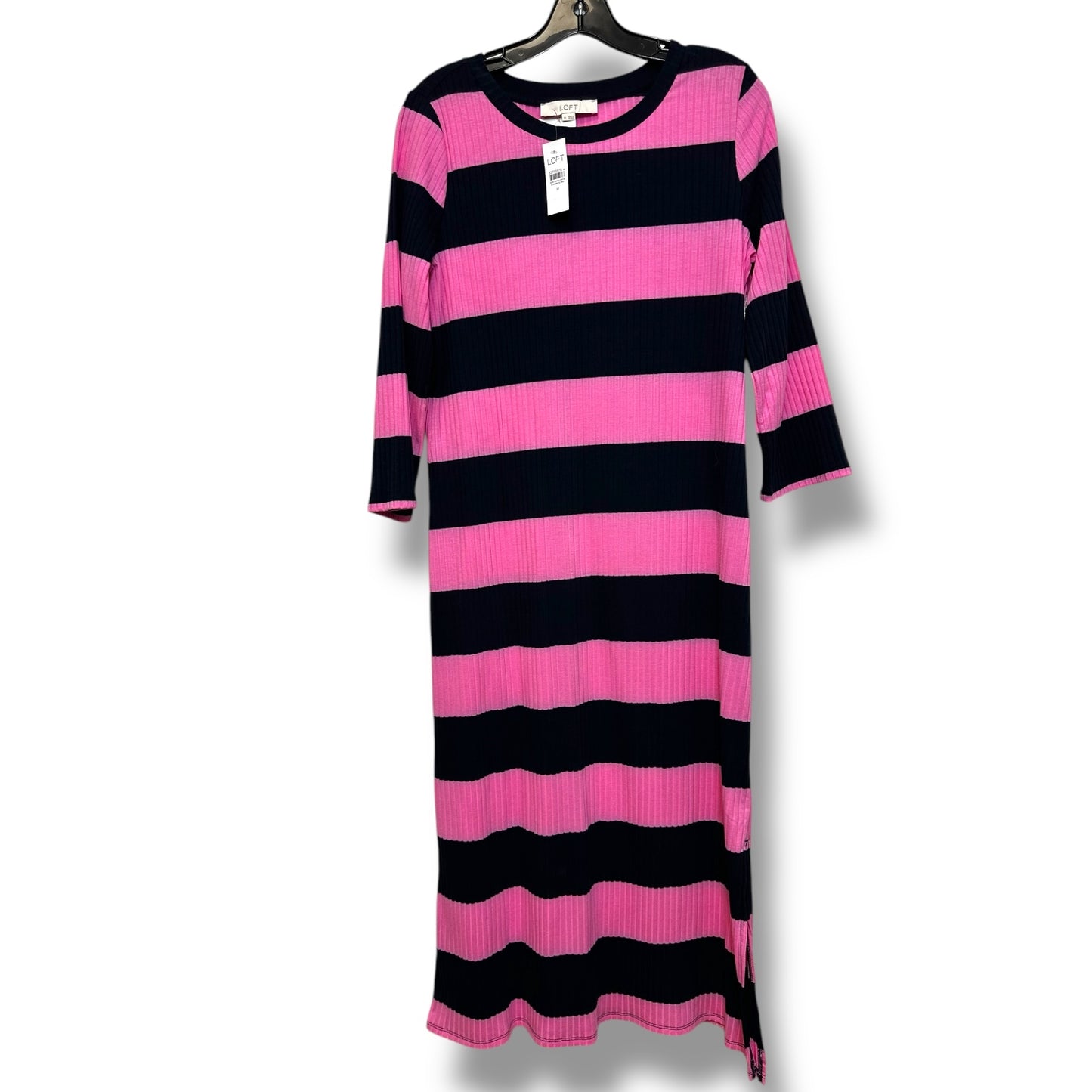 Dress Casual Midi By Loft In Striped Pattern, Size: M