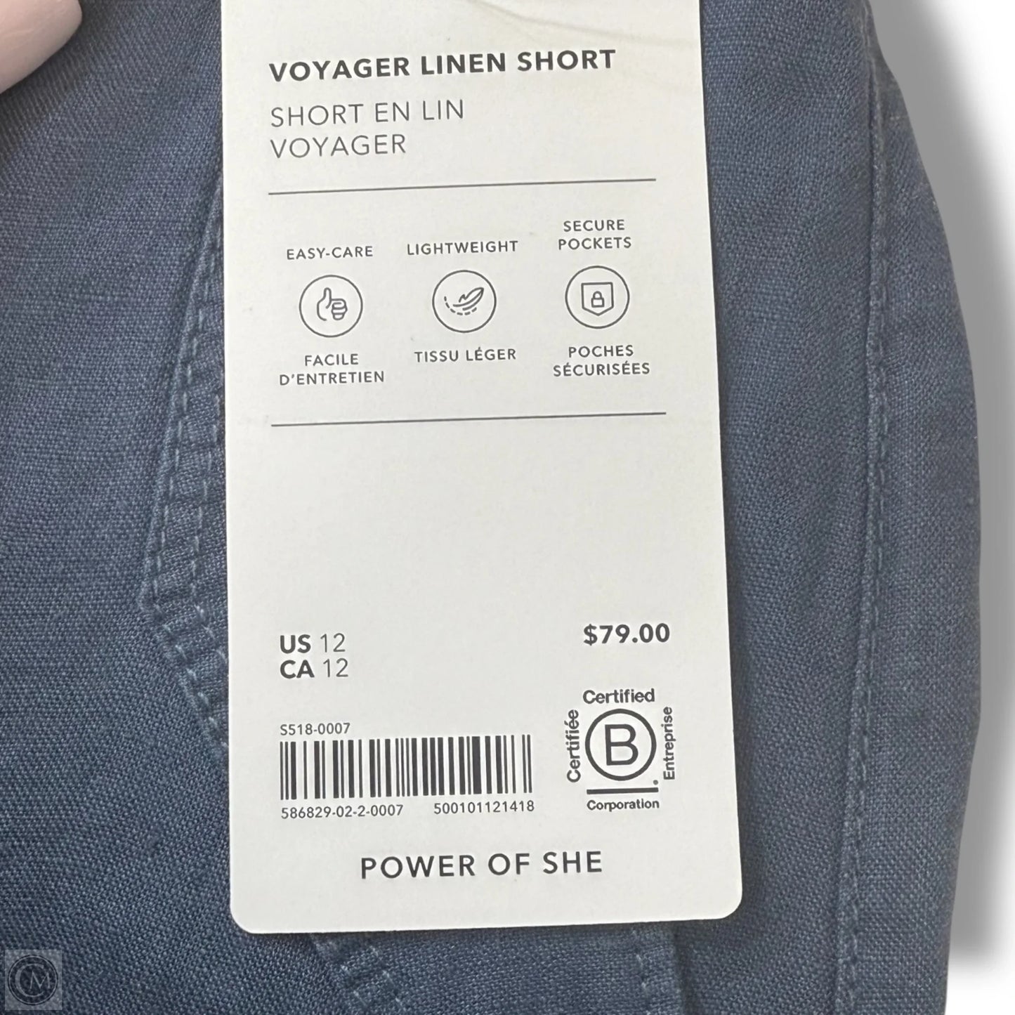 Linen Athletic Shorts By Athleta In Blue, Size: 12