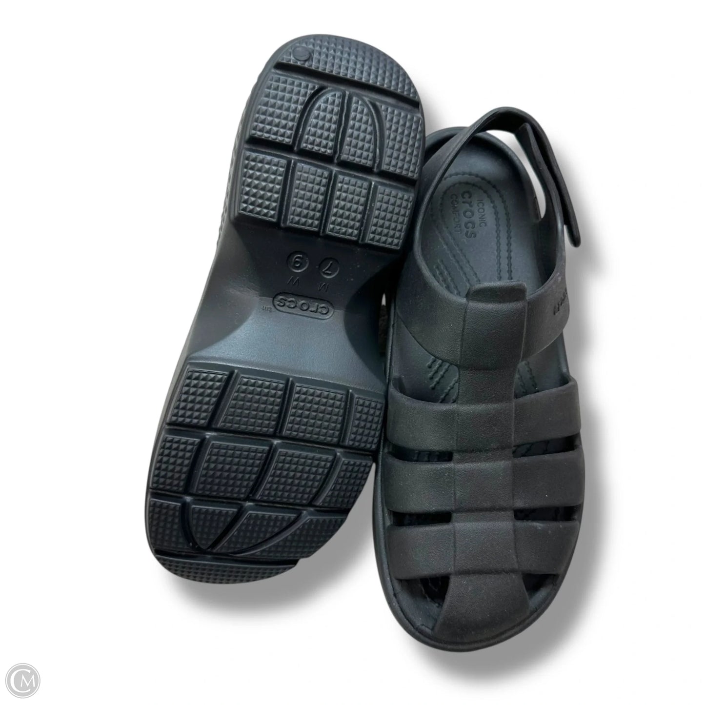 Sandals Heels Platform By Crocs In Black, Size: 9