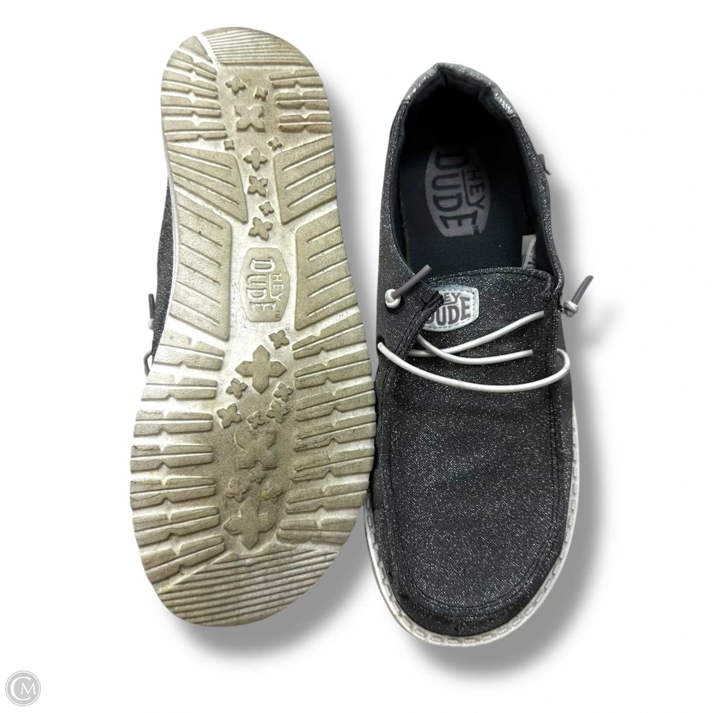 Shoes Flats By Hey Dude In Silver, Size: 7
