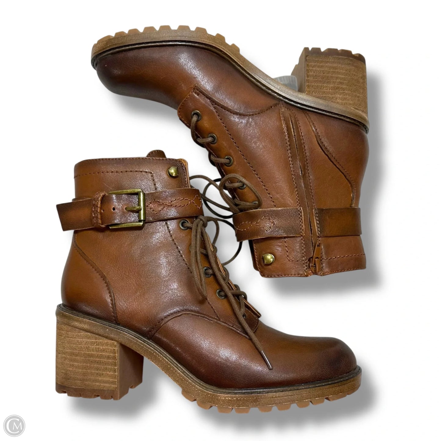 Boots Ankle Heels By Zodiac In Brown, Size: 9