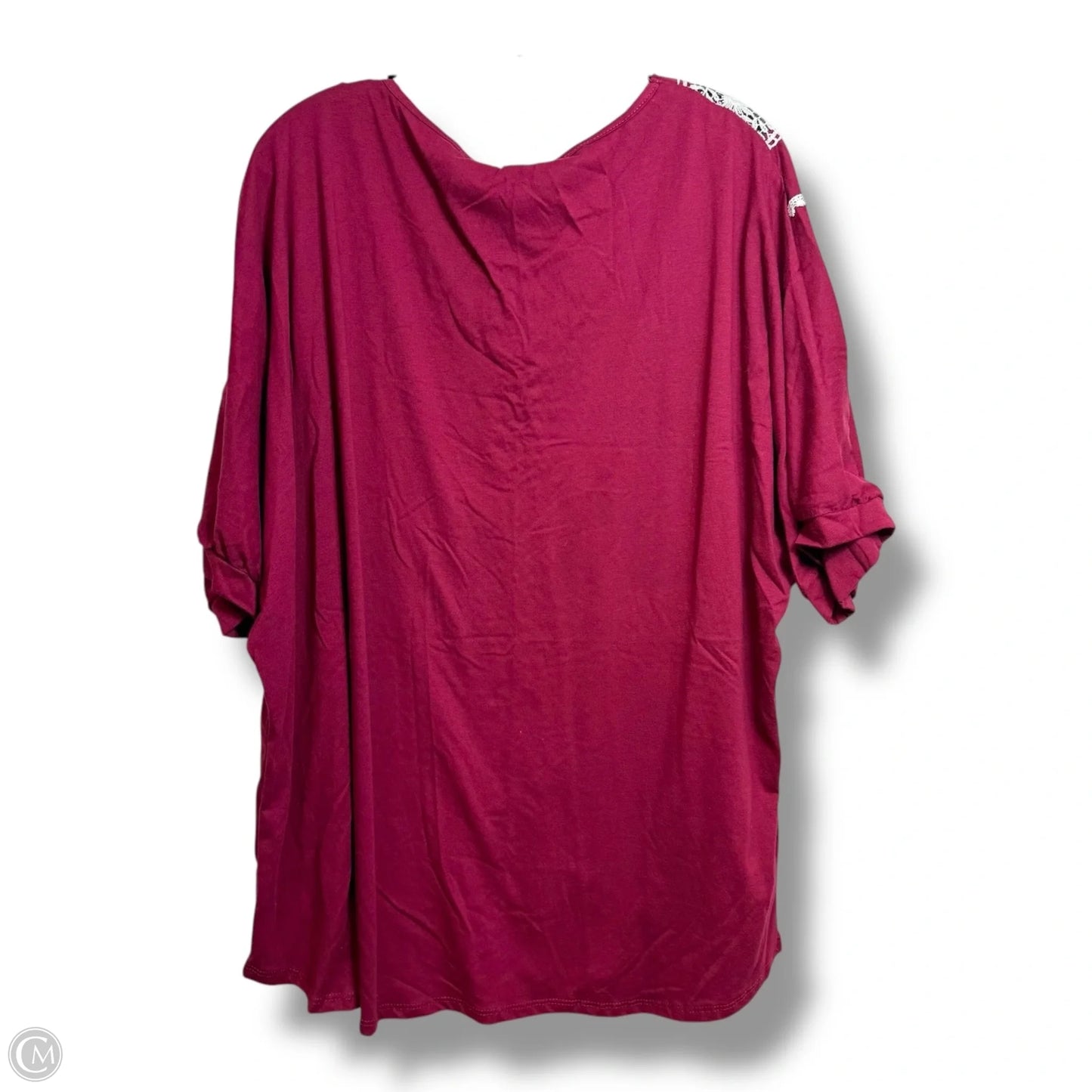 Top Short Sleeve By 7th Ray In Maroon, Size: 3x