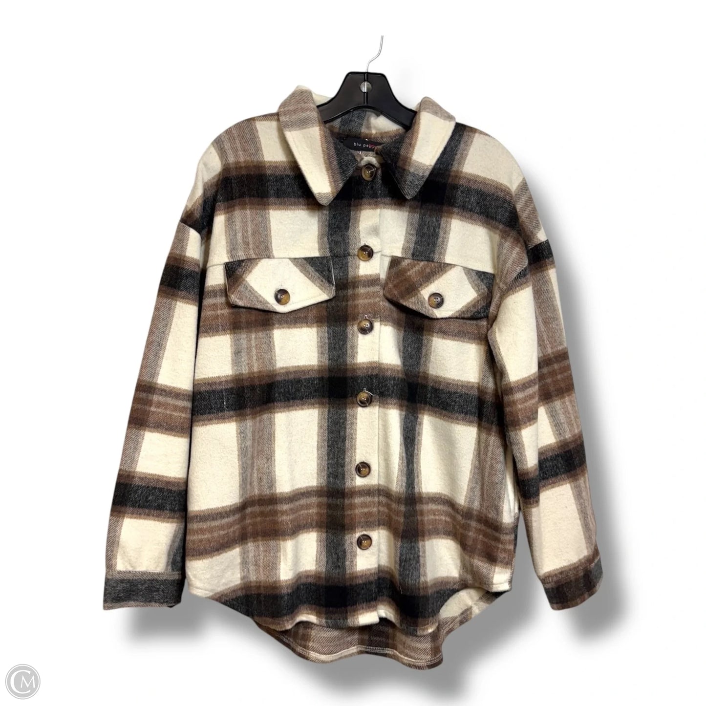 Jacket Shirt By Blu Pepper In Brown, Size: S