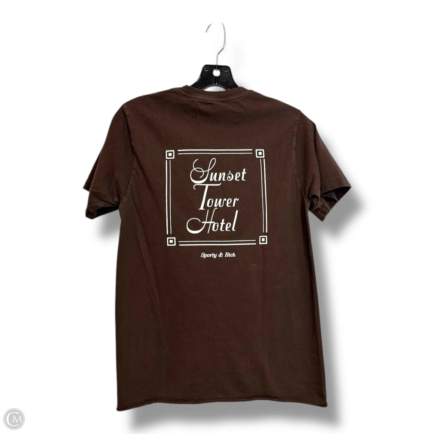 Top Short Sleeve By SPORTY AND RICH In Brown, Size: S