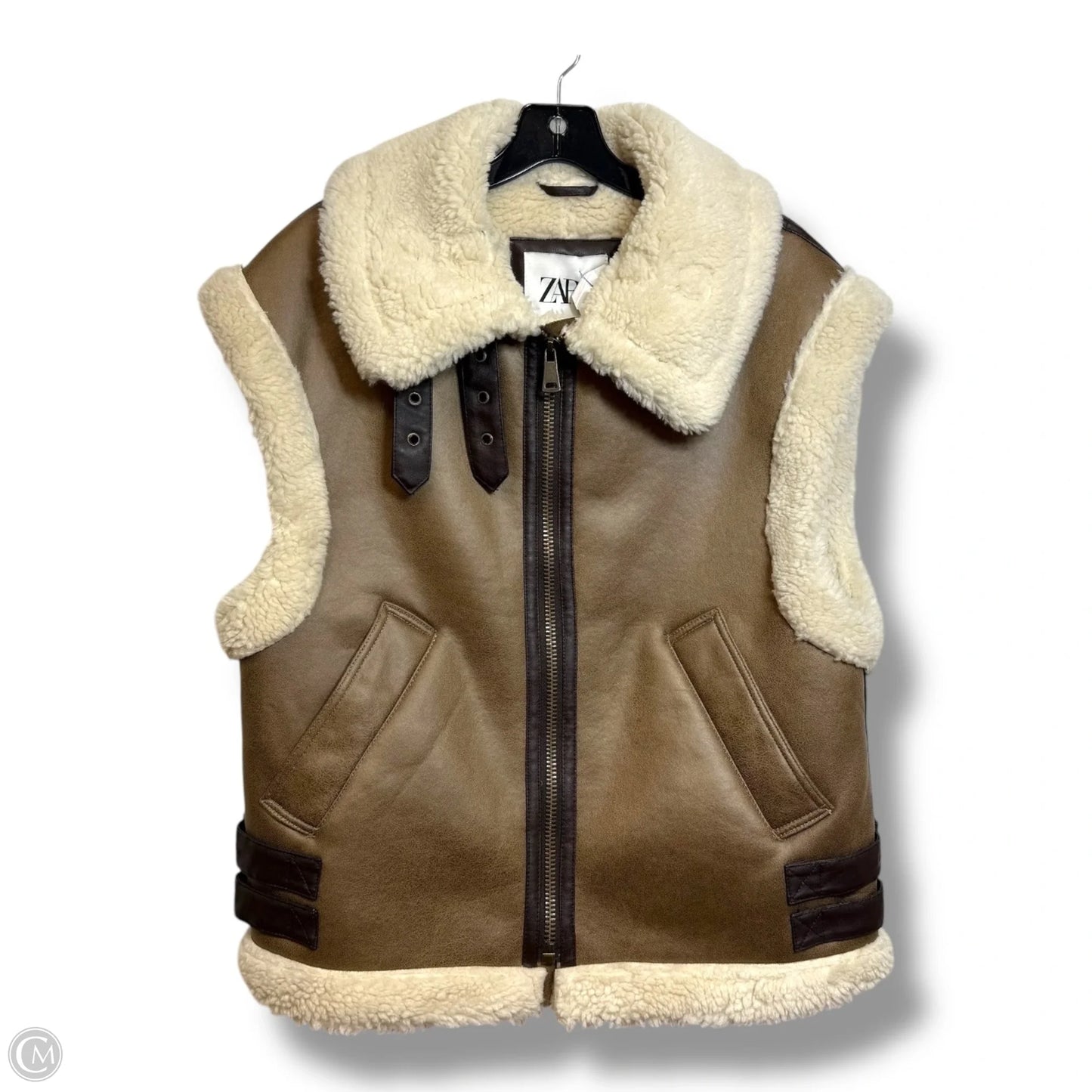 Vest Faux Fur & Sherpa By Zara In Brown, Size: Xs