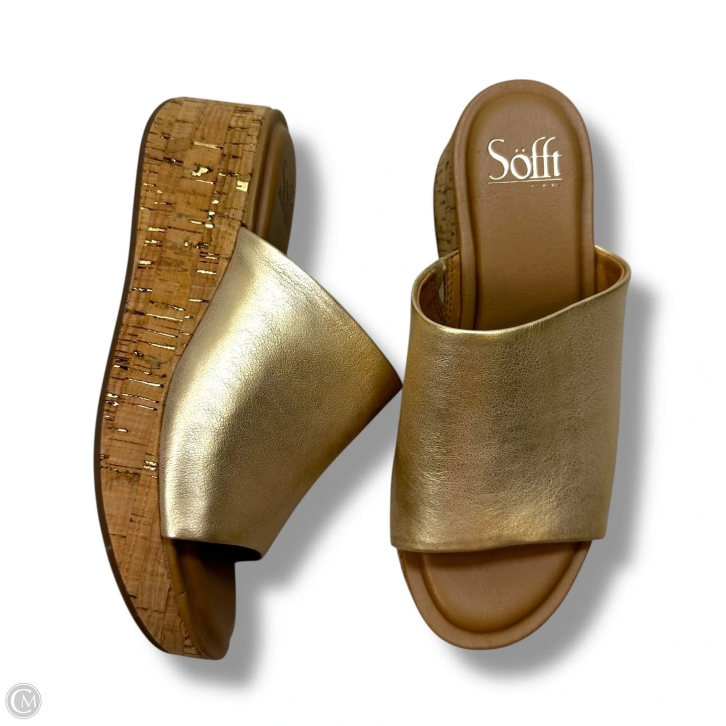 Sandals Heels Wedge By Sofft In Gold, Size: 6
