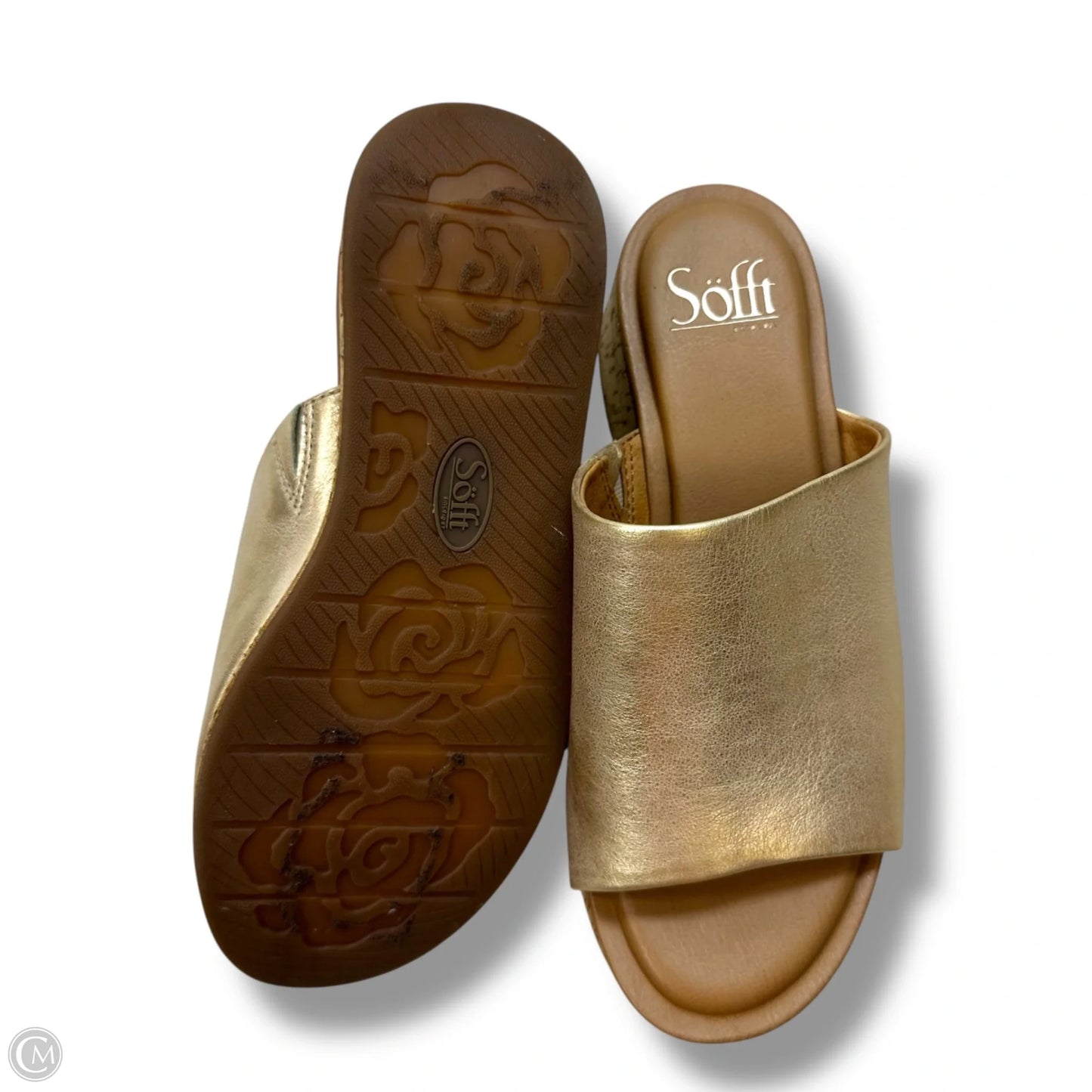 Sandals Heels Wedge By Sofft In Gold, Size: 6