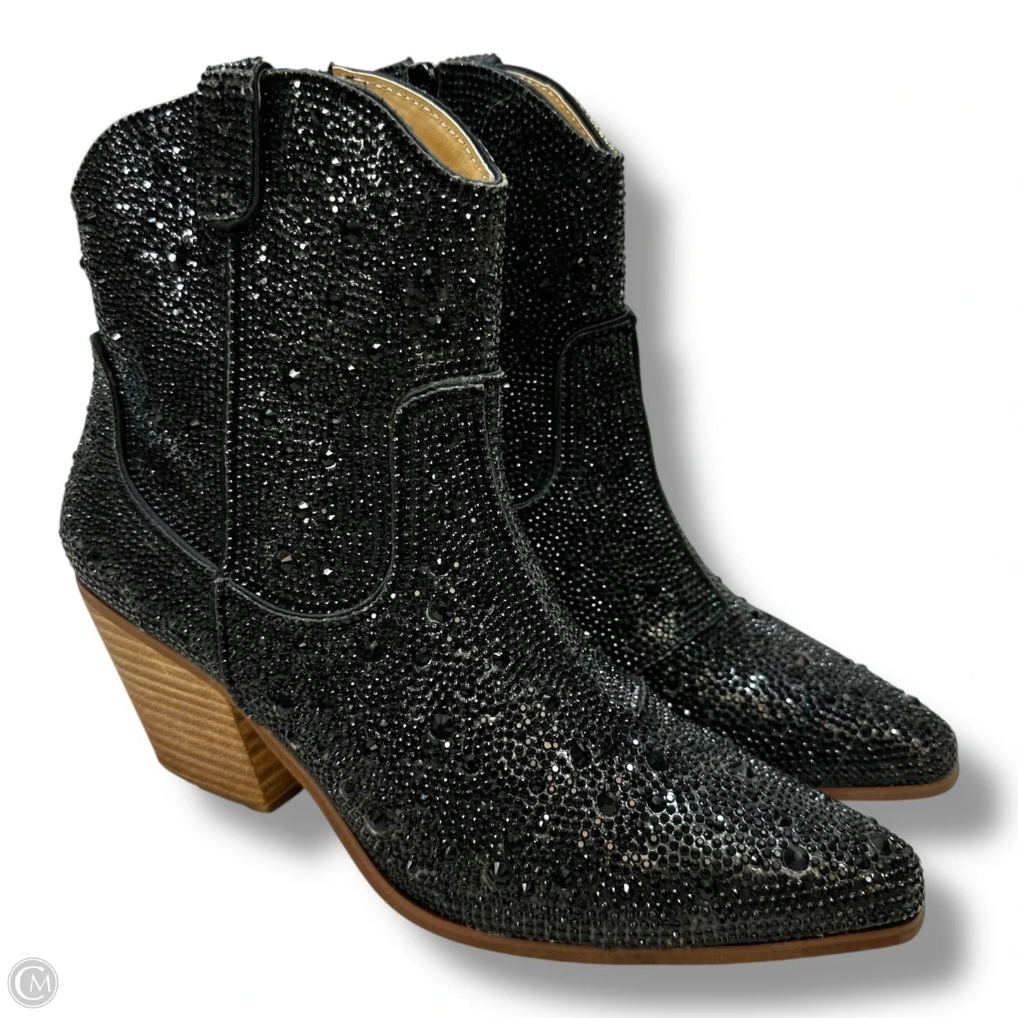 Boots Ankle Heels By Clothes Mentor In Black, Size: 8