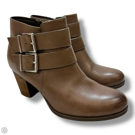 Boots Ankle Heels By Clarks In Brown, Size: 7.5