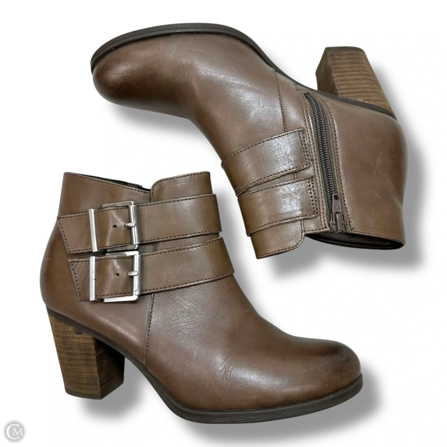 Boots Ankle Heels By Clarks In Brown, Size: 7.5