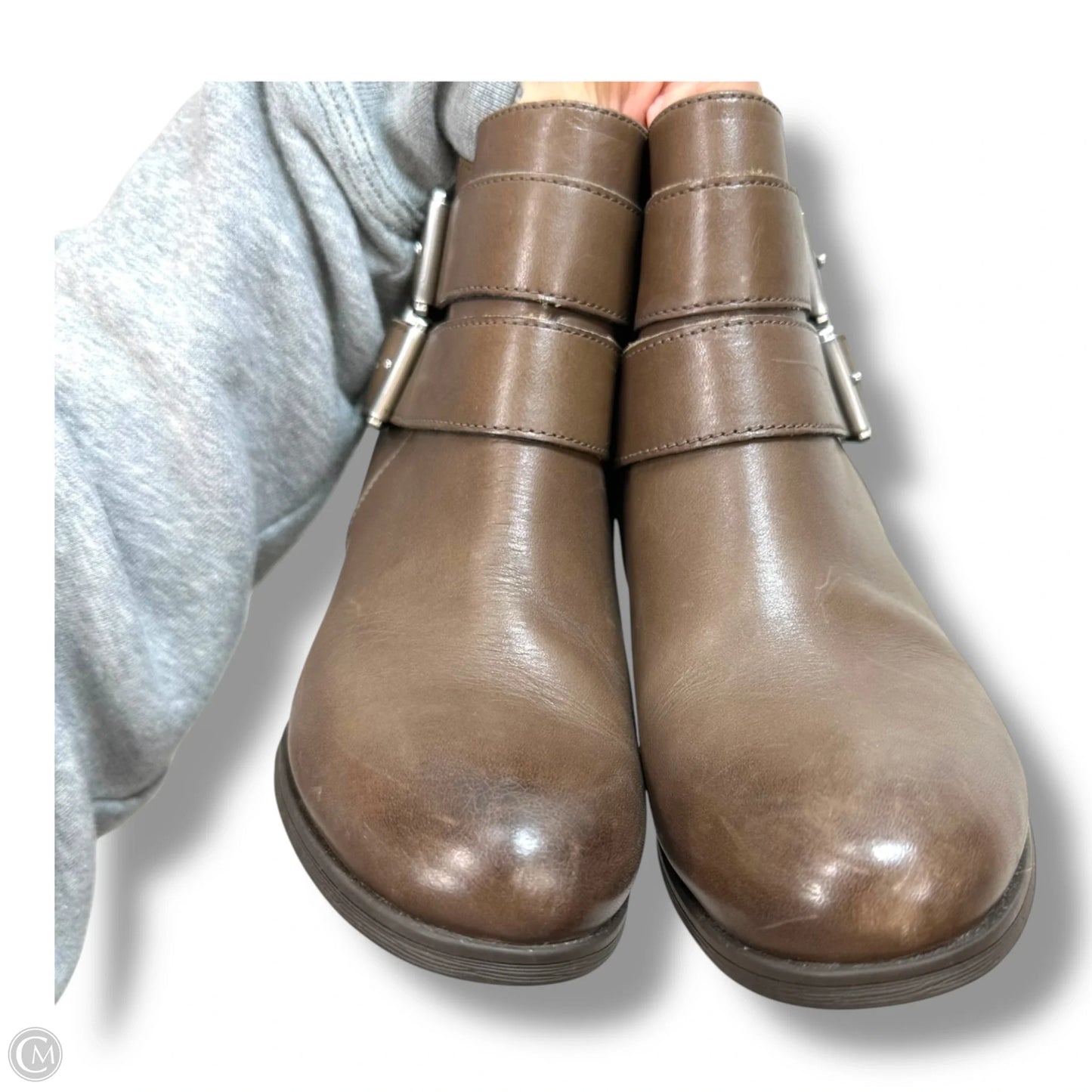 Boots Ankle Heels By Clarks In Brown, Size: 7.5