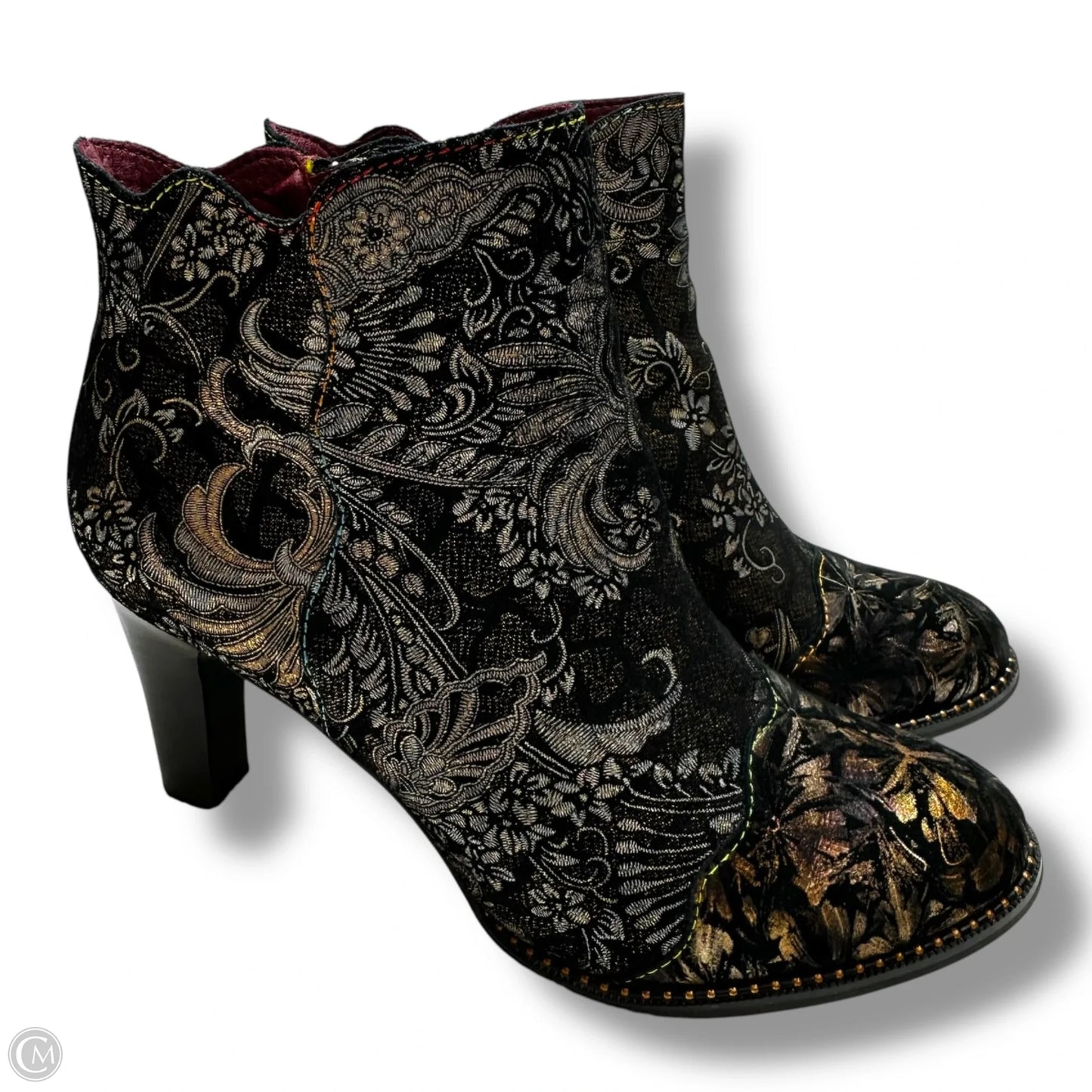 Boots Ankle Heels By Clothes Mentor In Multi-colored, Size: 7.5