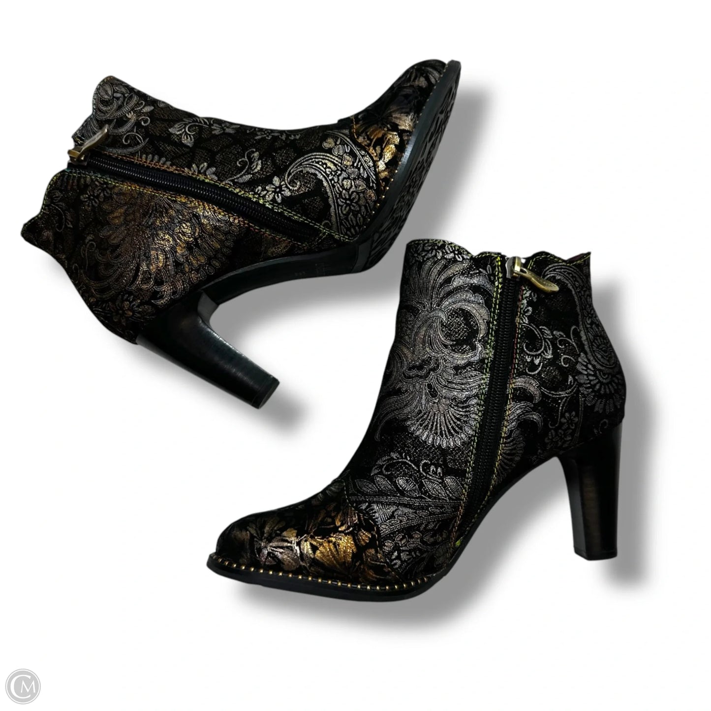 Boots Ankle Heels By Clothes Mentor In Multi-colored, Size: 7.5