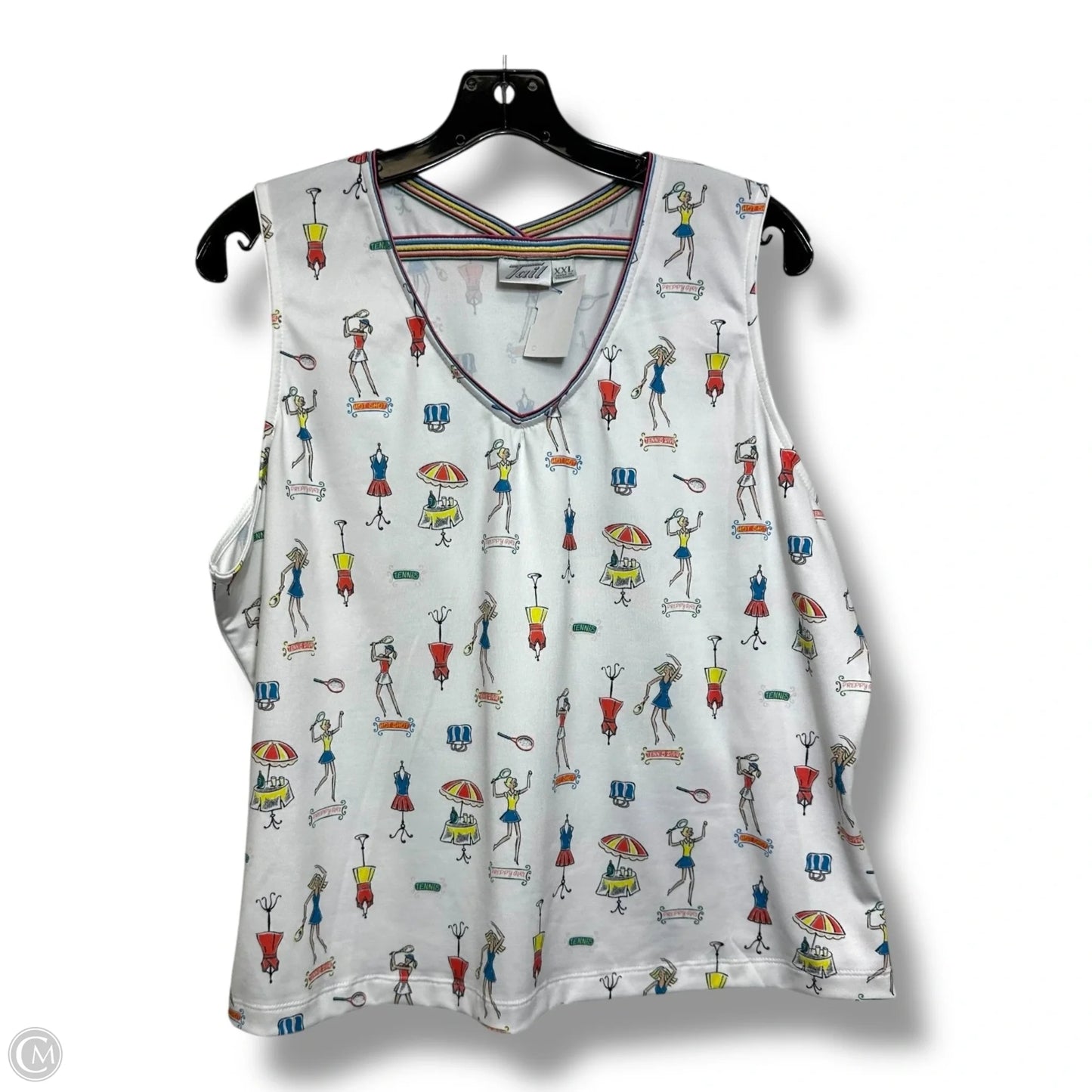 Tennis Top Sleeveless By Clothes Mentor In White, Size: Xxl