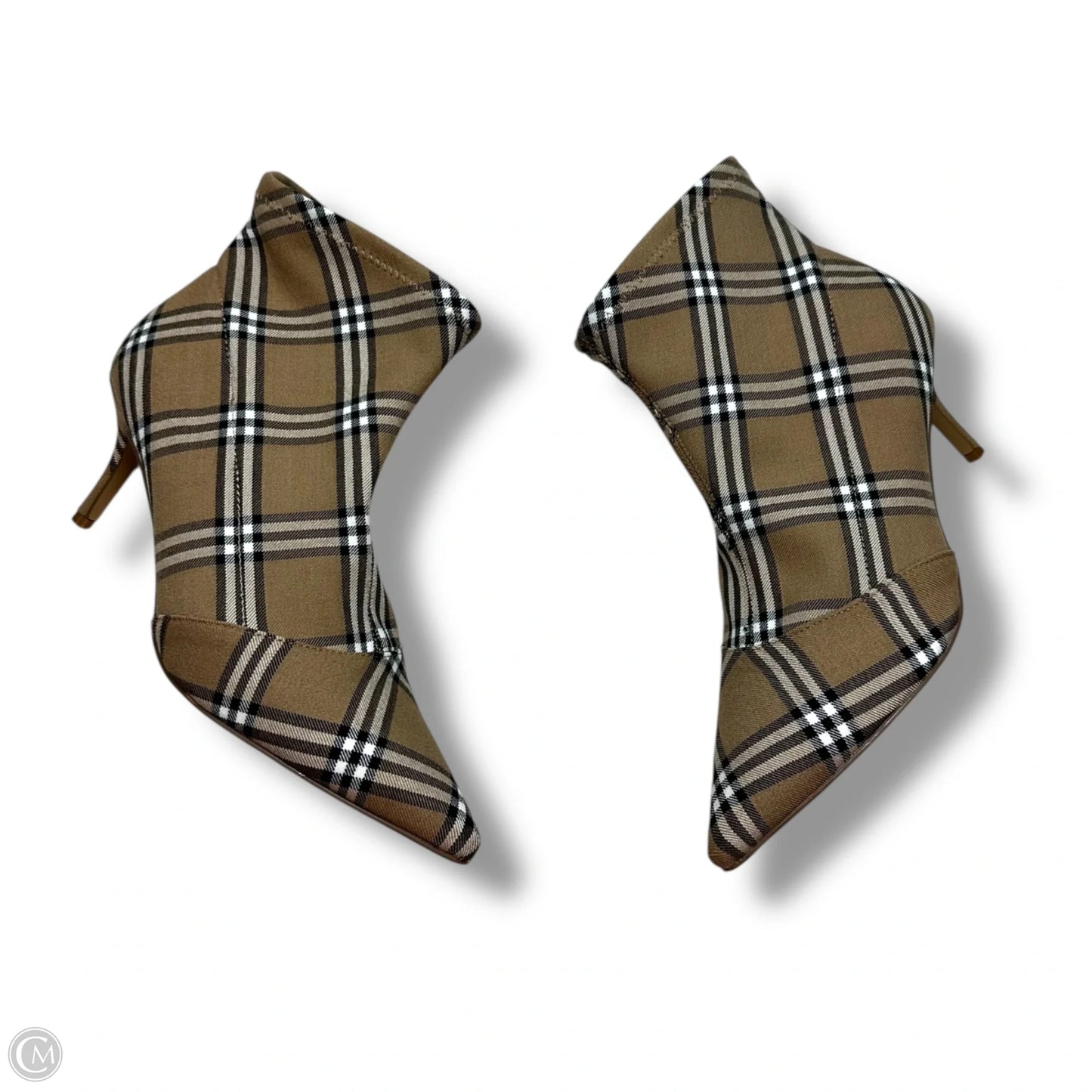 Boots Ankle Heels By Charles David In Striped Pattern, Size: 9.5