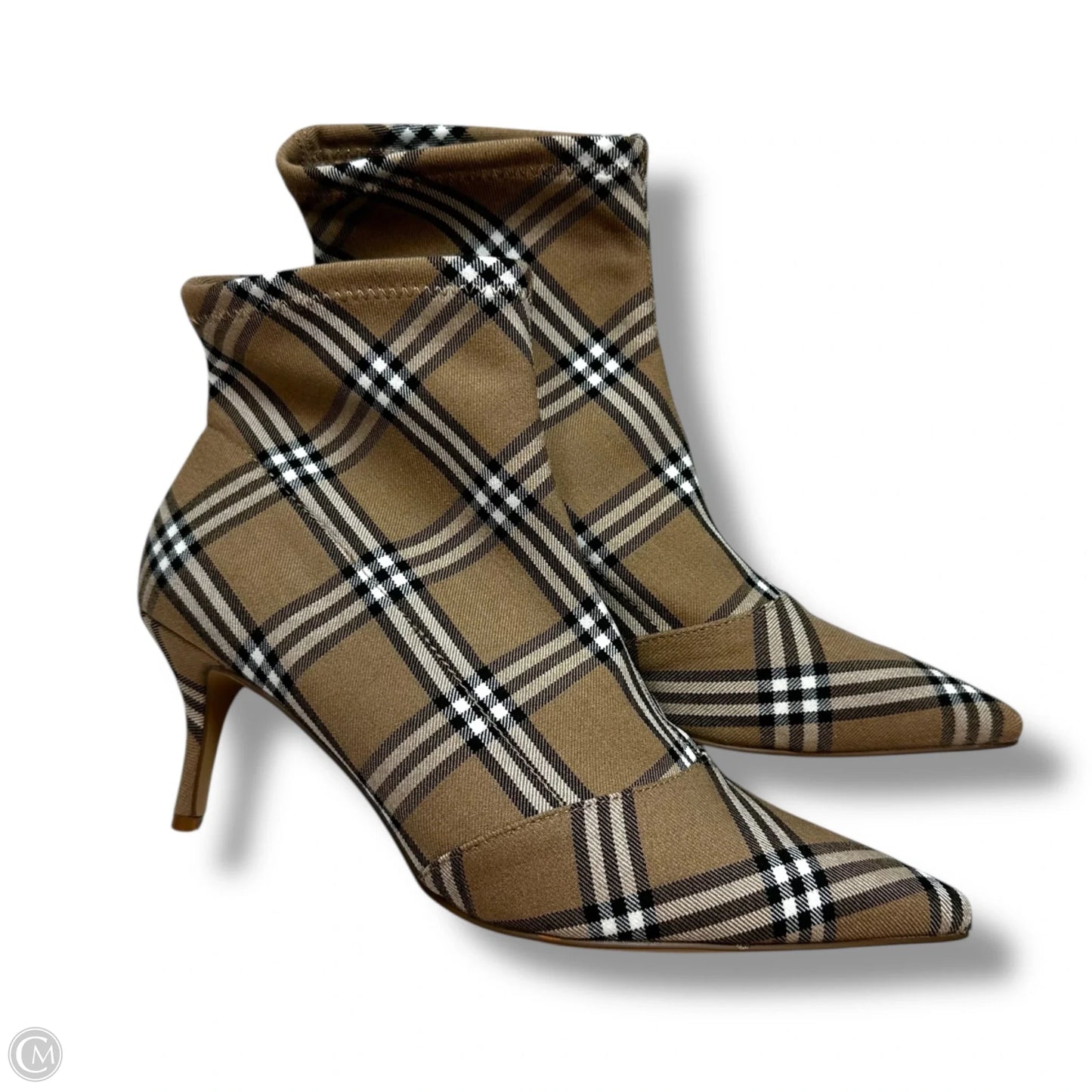 Boots Ankle Heels By Charles David In Striped Pattern, Size: 9.5