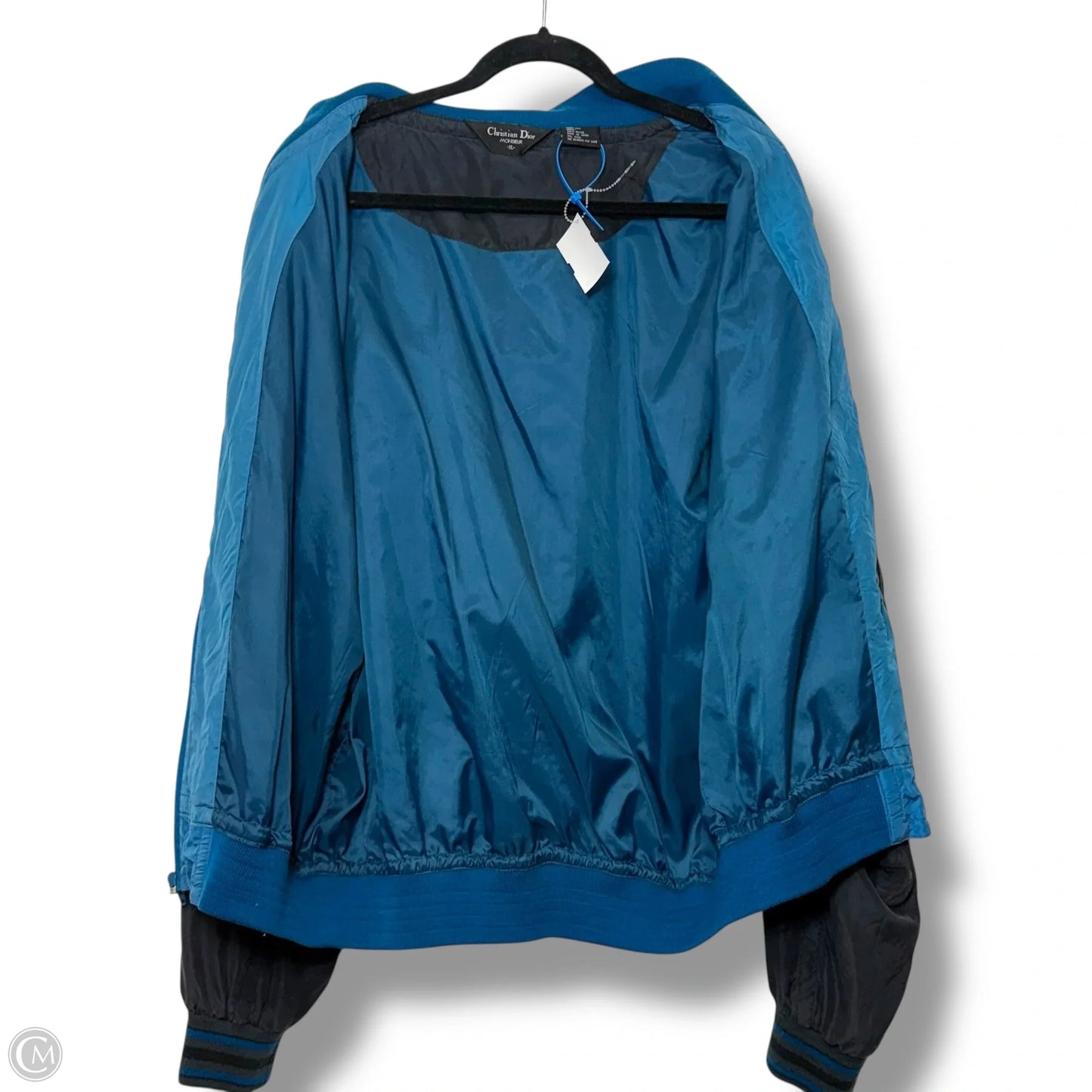 Silk Jacket Luxury Designer By Dior In Blue, Size: Xl