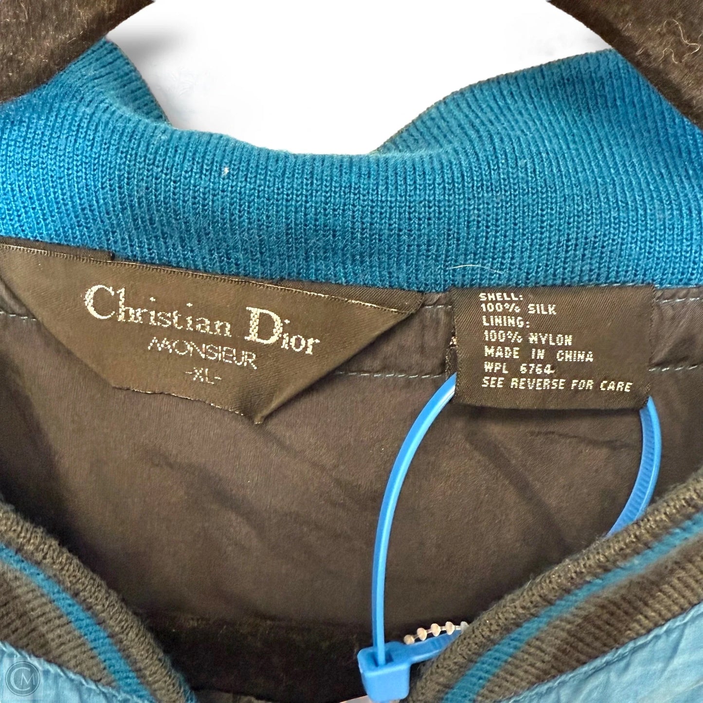 Silk Jacket Luxury Designer By Dior In Blue, Size: Xl