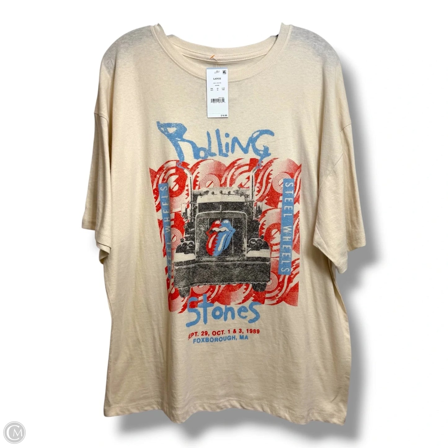 Rolling Stones Top Short Sleeve Basic By Clothes Mentor In Ivory, Size: L