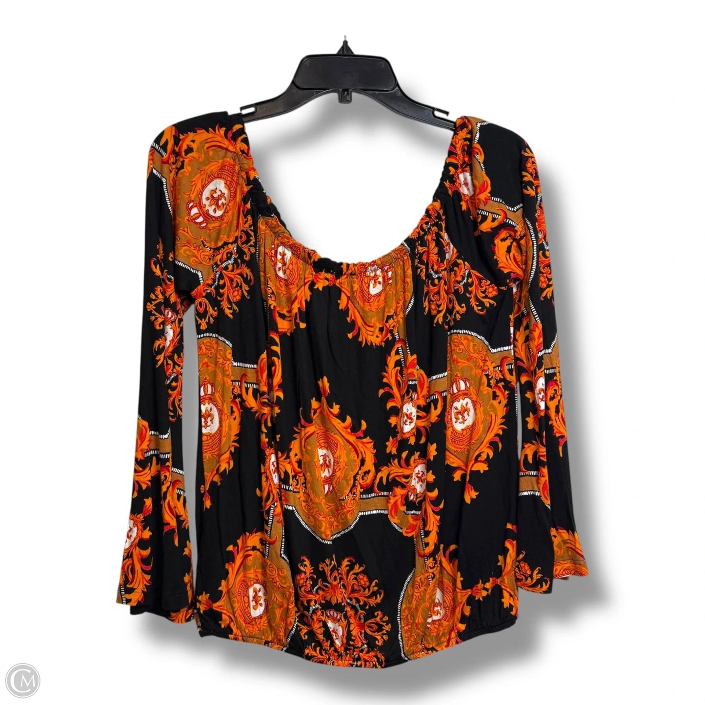 Top Long Sleeve By Venus In Black & Orange, Size: M