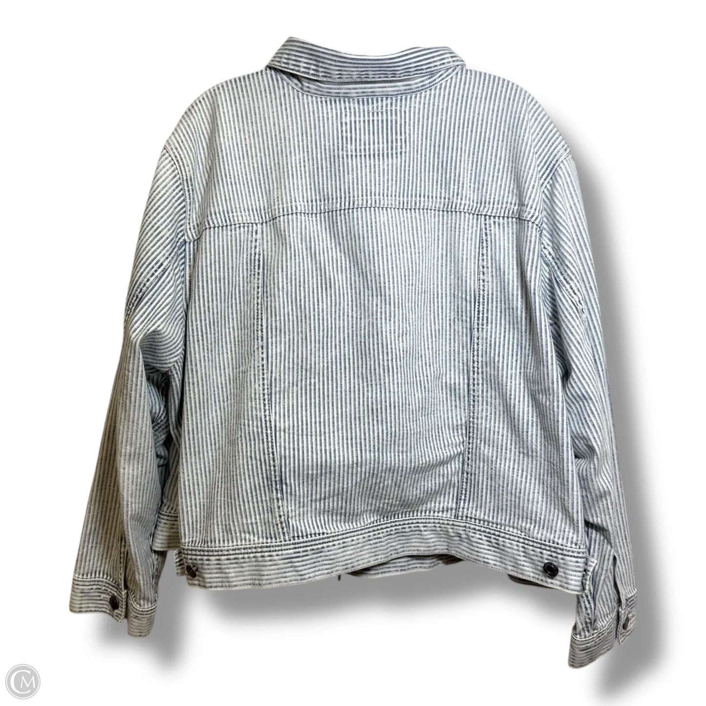 Jacket Denim By Lands End In Striped Pattern, Size: 2x