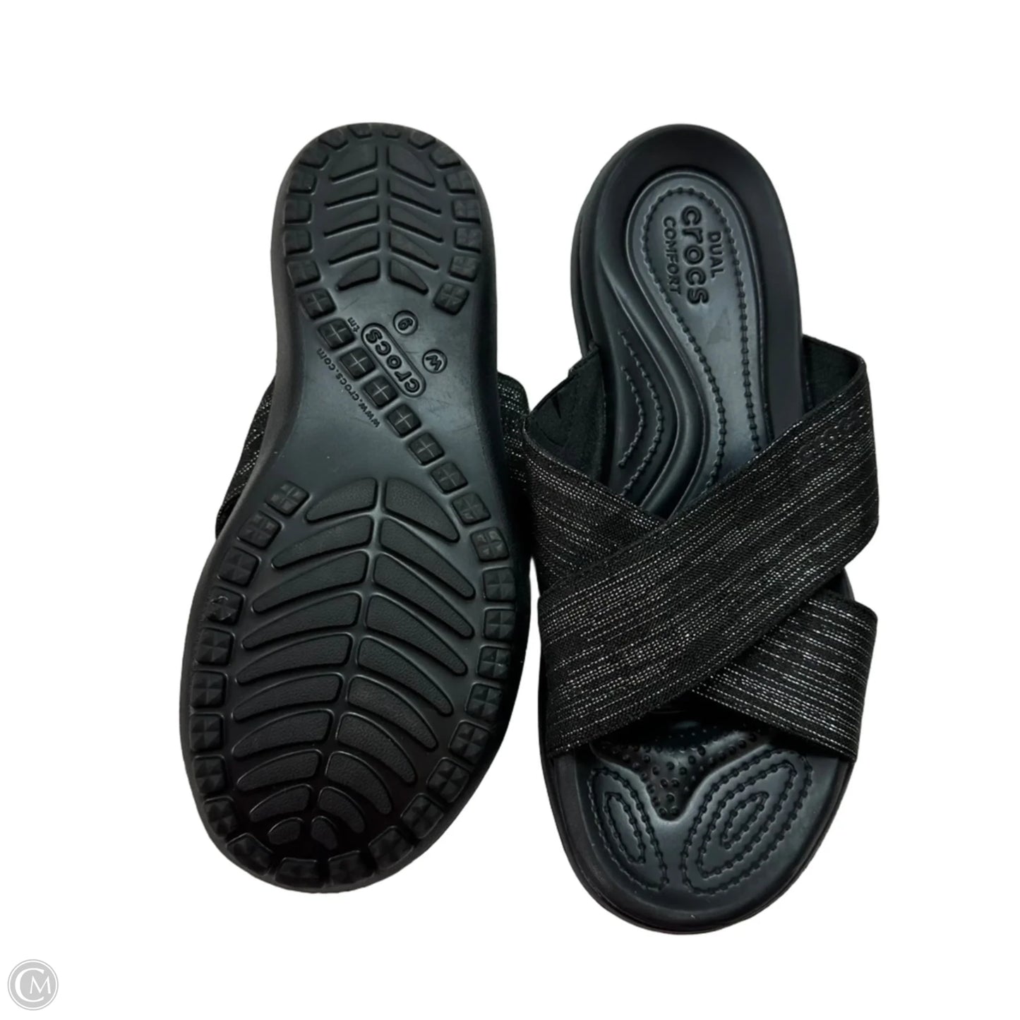 Sandals Flats By Crocs In Black, Size: 9
