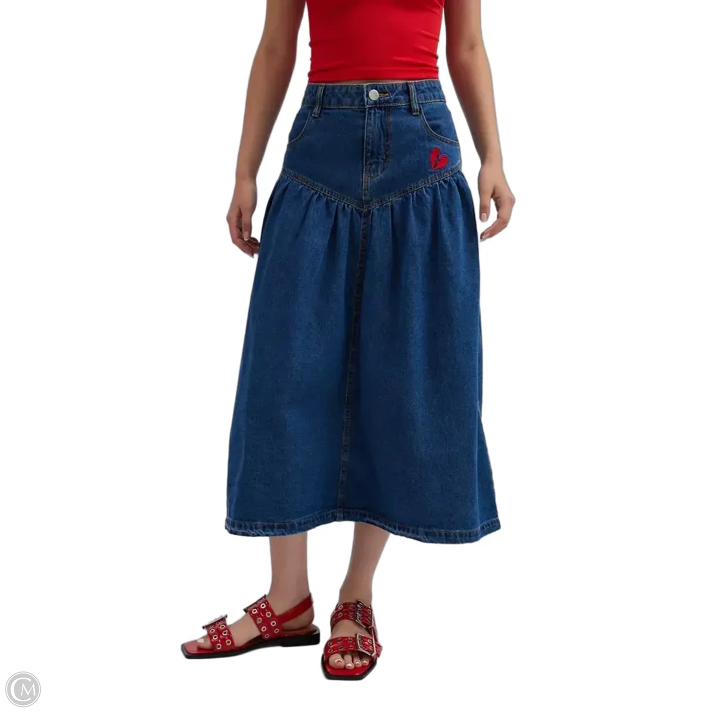 Skirt Maxi By Kimichi Blue In Blue Denim, Size: S