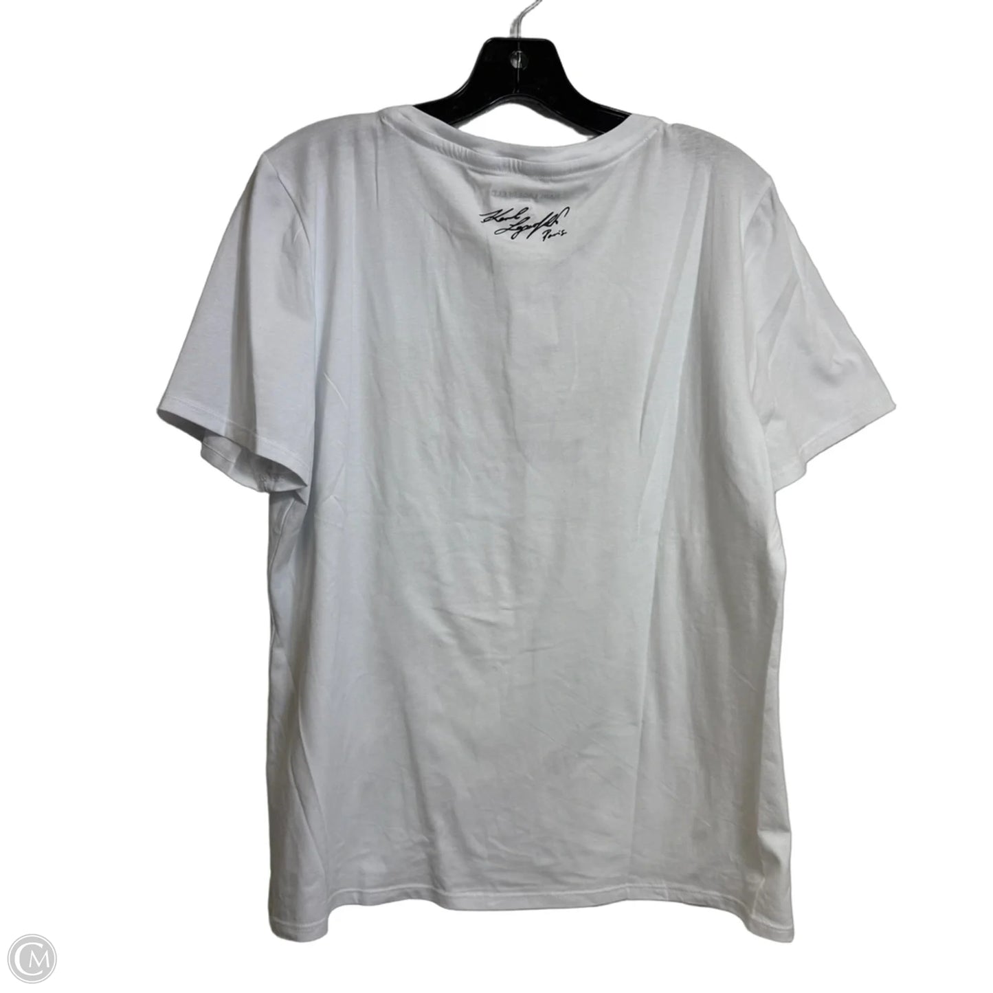 Top Short Sleeve Designer By Karl Lagerfeld In White, Size: L