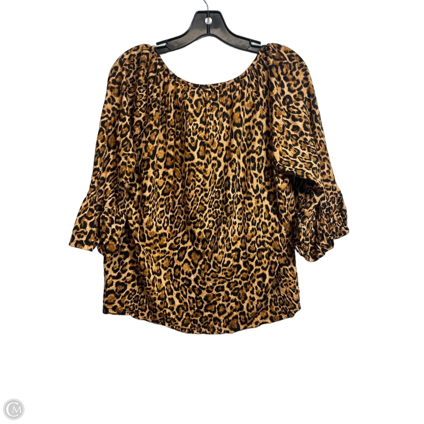 Top Long Sleeve By Michael By Michael Kors In Animal Print, Size: L