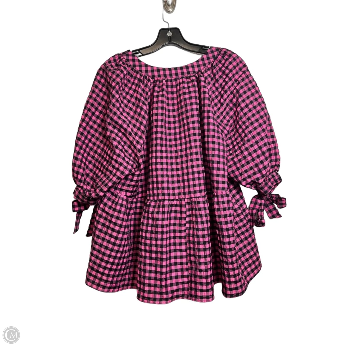 Top 3/4 Sleeve Basic By Top Shop In Plaid Pattern, Size: 10