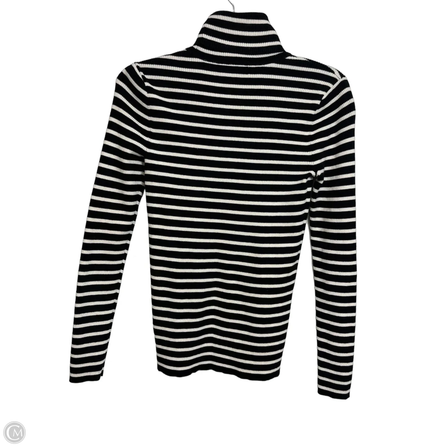 Top Long Sleeve By Lauren By Ralph Lauren In Black & White, Size: M