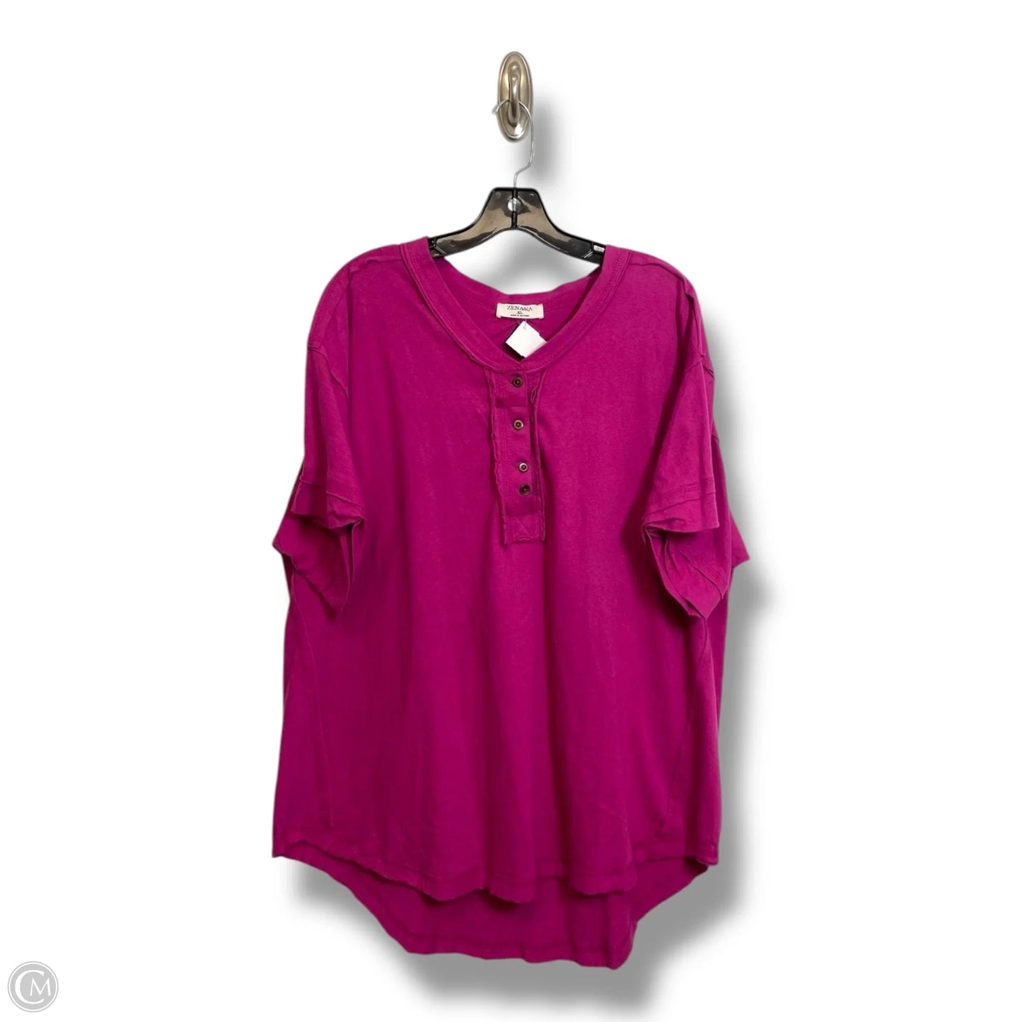 Top Short Sleeve By Zenana Outfitters In Fuschia, Size: Xl