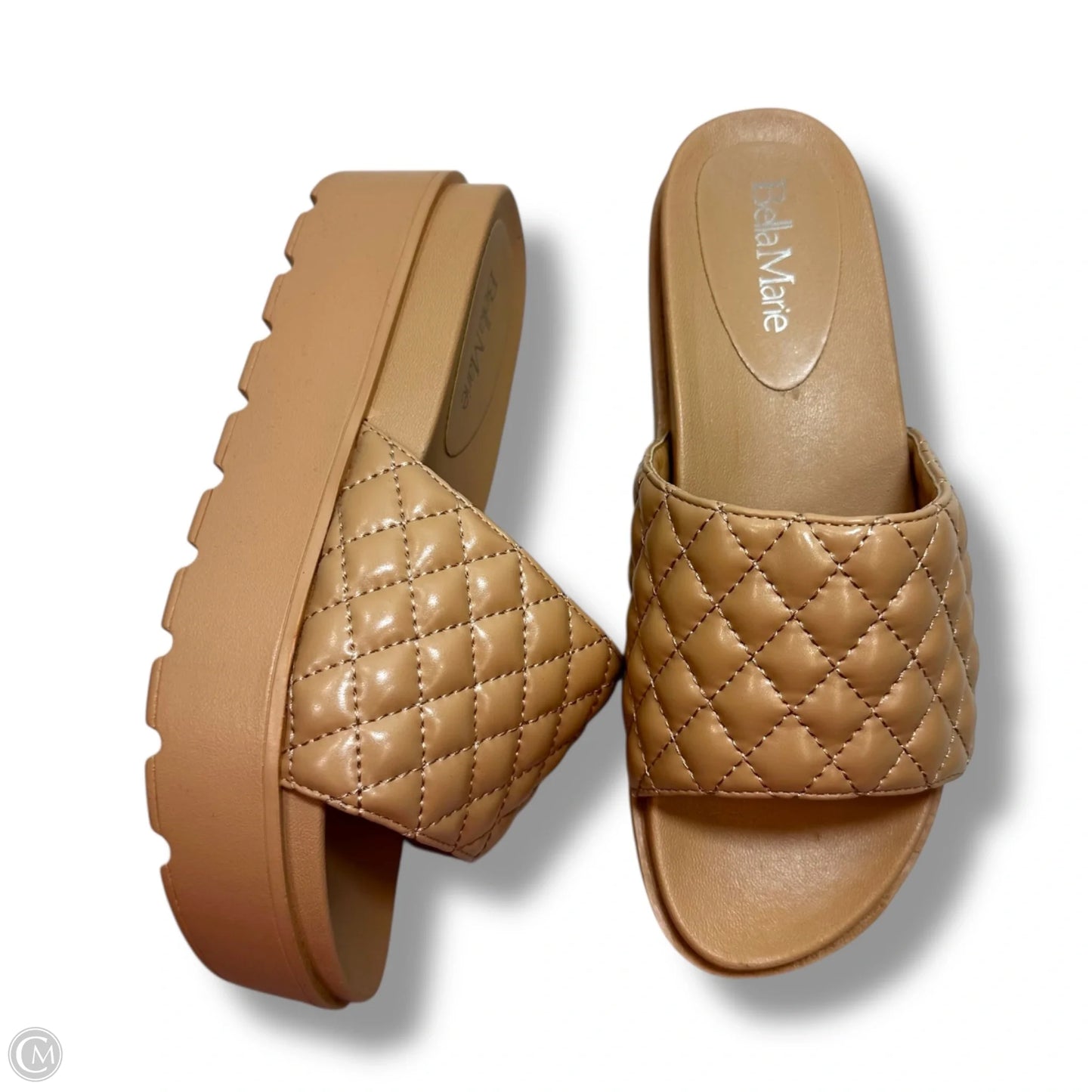 Sandals Heels Block By Bella Marie In Tan, Size: 8.5