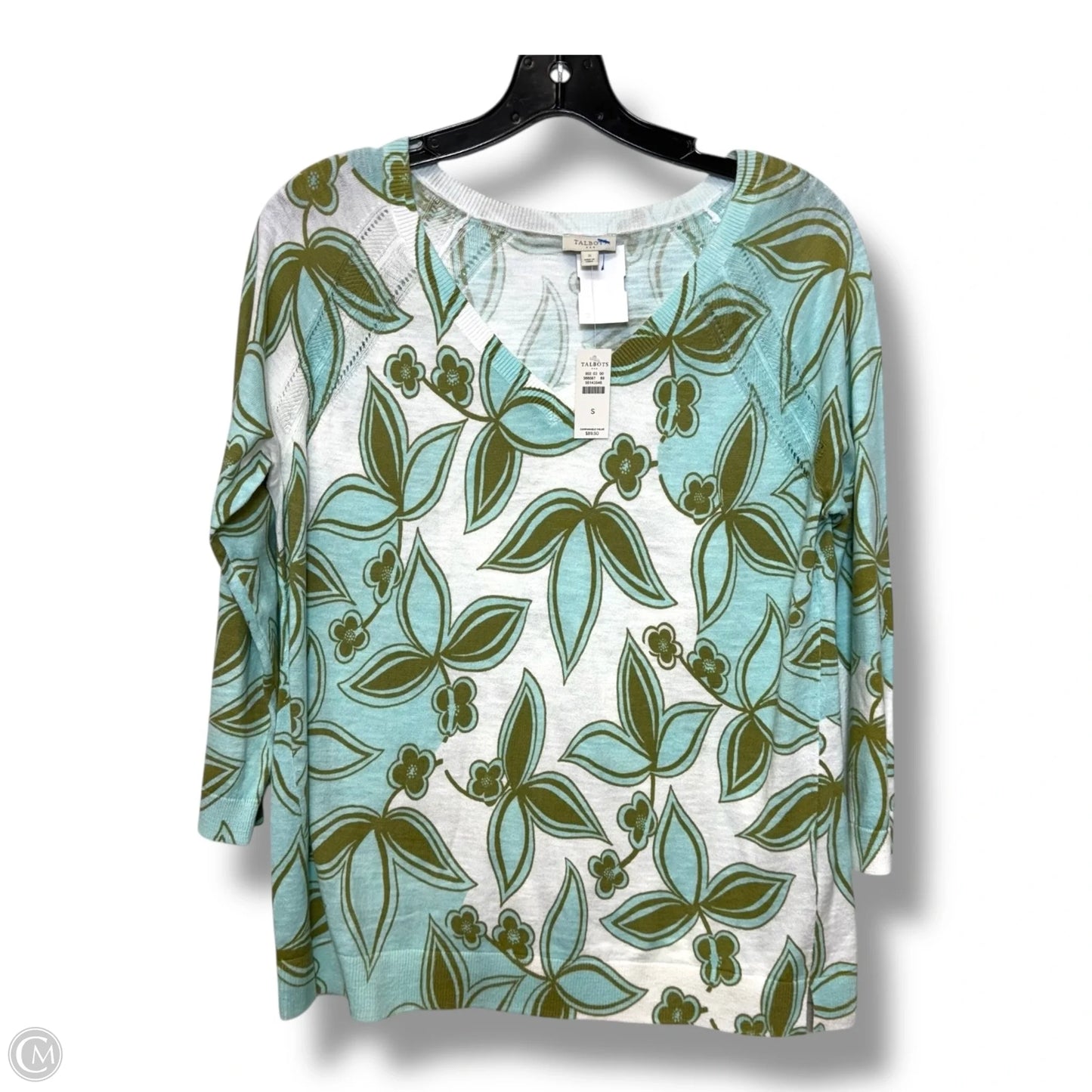 Top 3/4 Sleeve By Talbots In Floral Print, Size: S