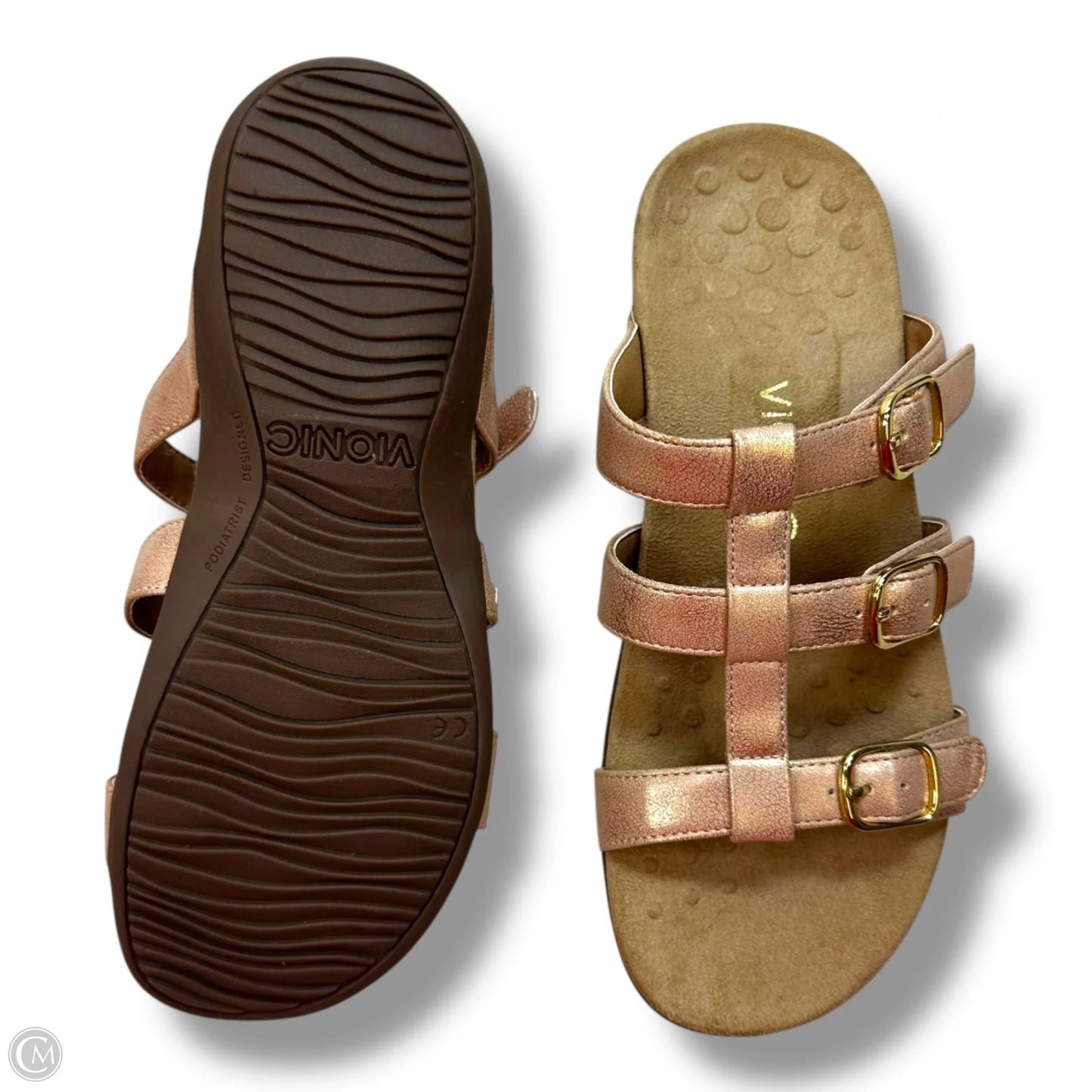 Sandals Flats By Vionic In Bronze, Size: 8