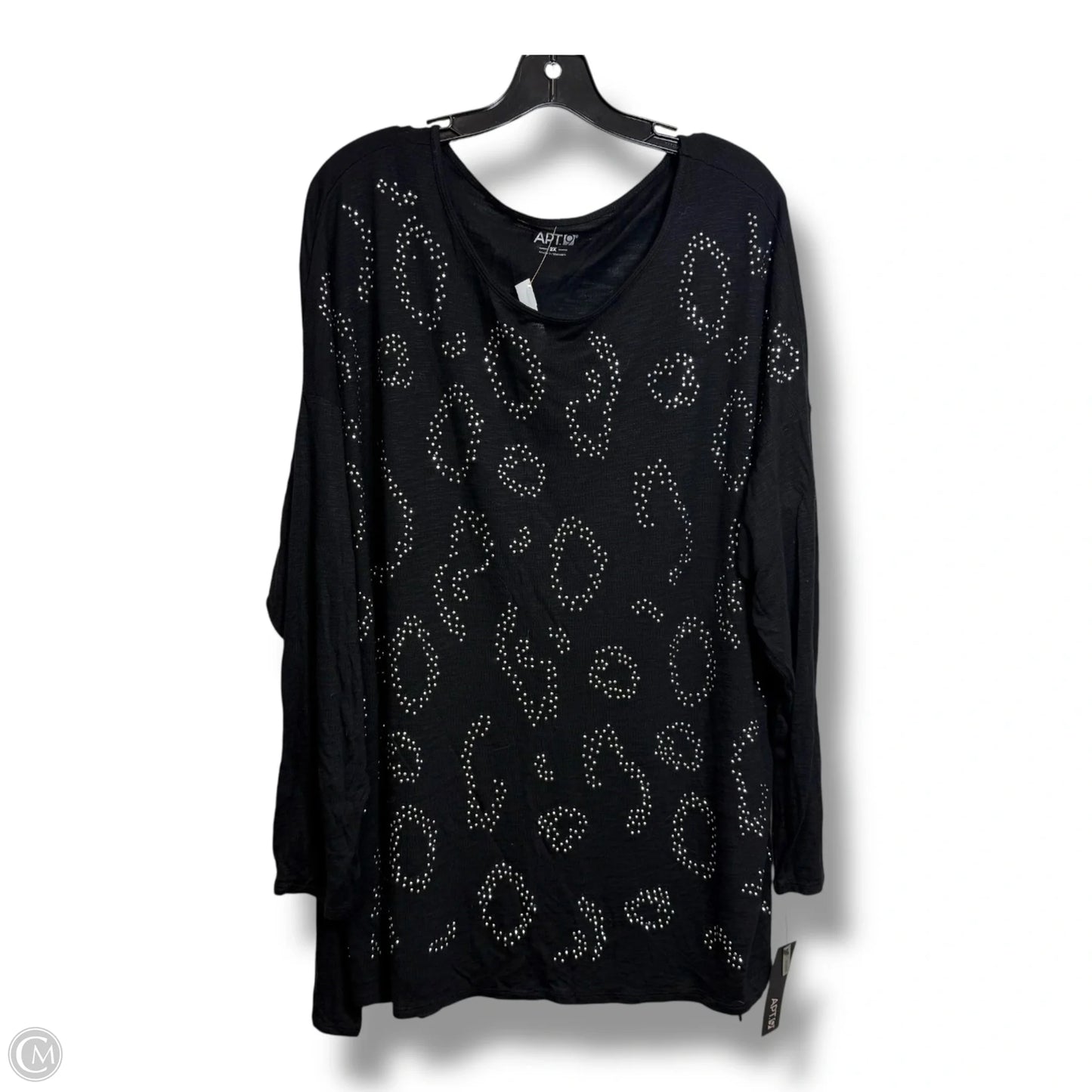 Top Long Sleeve By Apt 9 In Black, Size: 2x