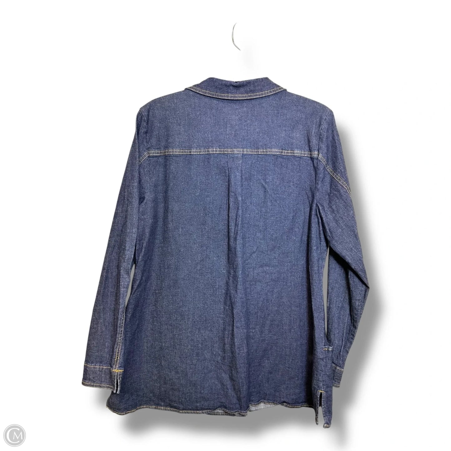 Tunic Long Sleeve By Denim And Company In Blue Denim, Size: L